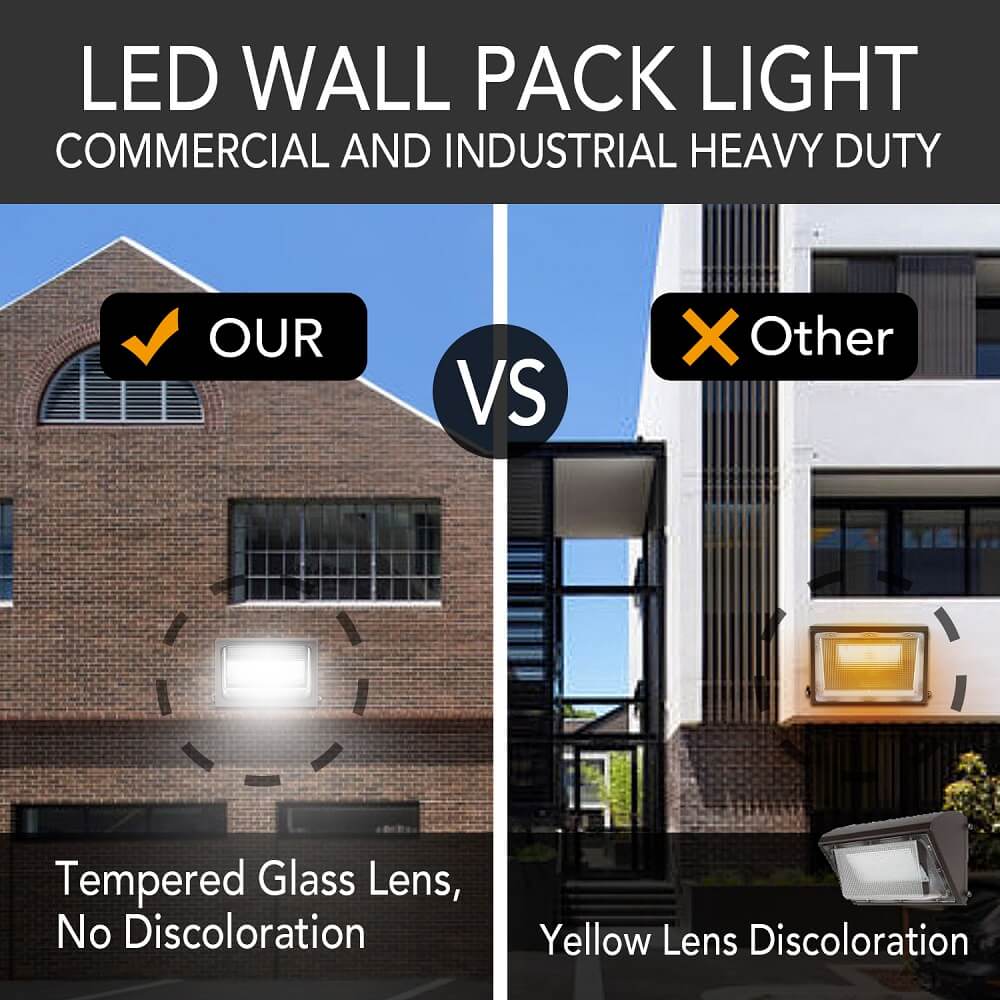 Konlite KWPT LED Wall Pack Light - 63W/53W/33W Selectable, 8850 Lumens, 5000K/4000K/3000K CCT, Dimmable, 120-277V, 150W Equivalent - Outdoor Security Lighting for Warehouses, Parking Lots & Building Exteriors