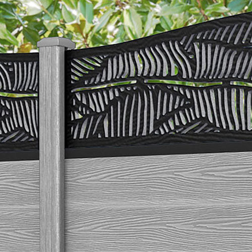 Classic Feather Curved Top Fence Panel - Light Grey Composite Privacy Fencing with Durable Posts | Perfect for Backyard, Garden, and Patio Privacy Screening