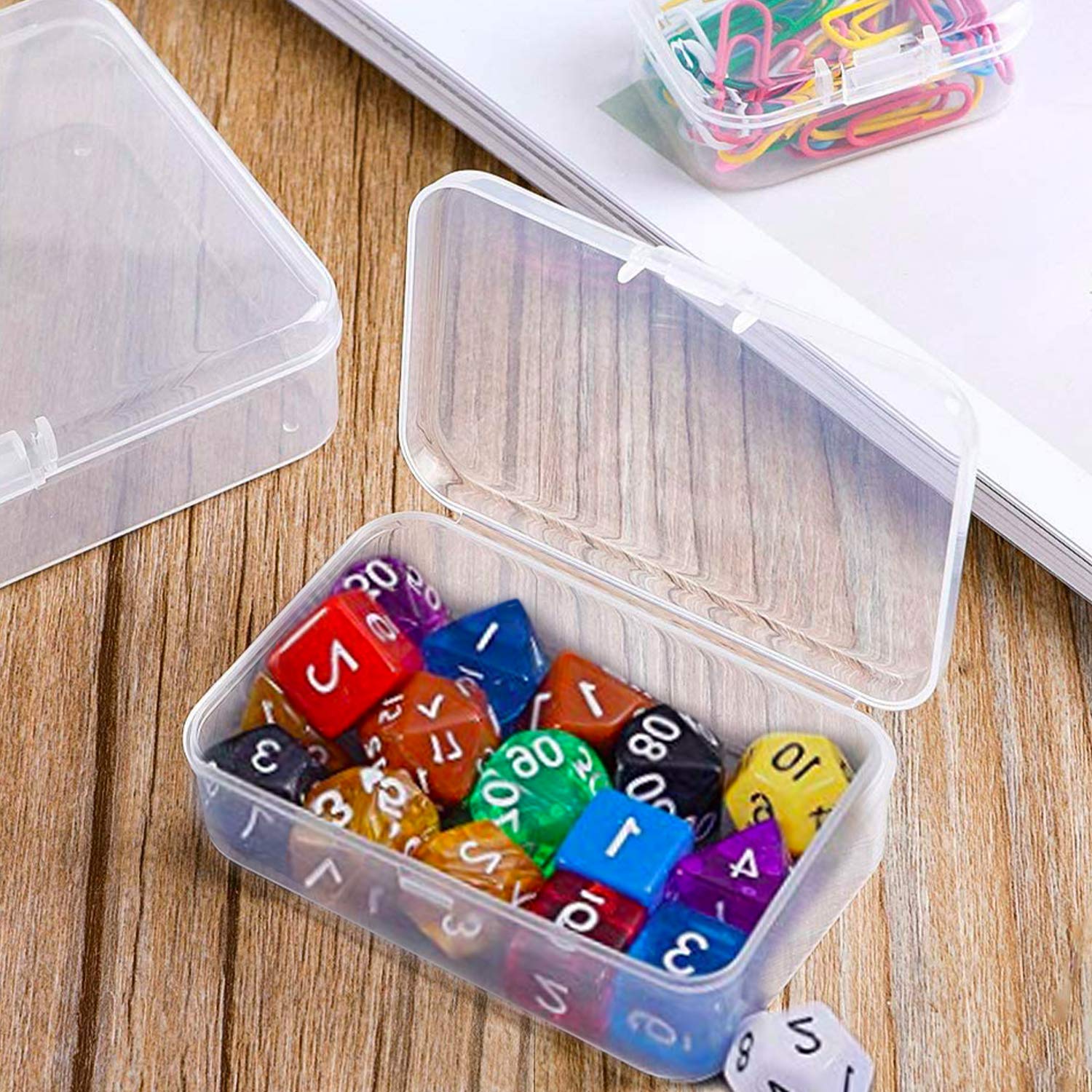 Rocutus 12-Pack Clear Plastic Beads Storage Containers with Lids - 4.5 x 3.3 x 1.1 Inch Small Hinged Organizer Boxes for Jewelry Making, Craft Supplies & DIY Accessories - Perfect for Beads, Buttons, Sequins & Small Parts Storage
