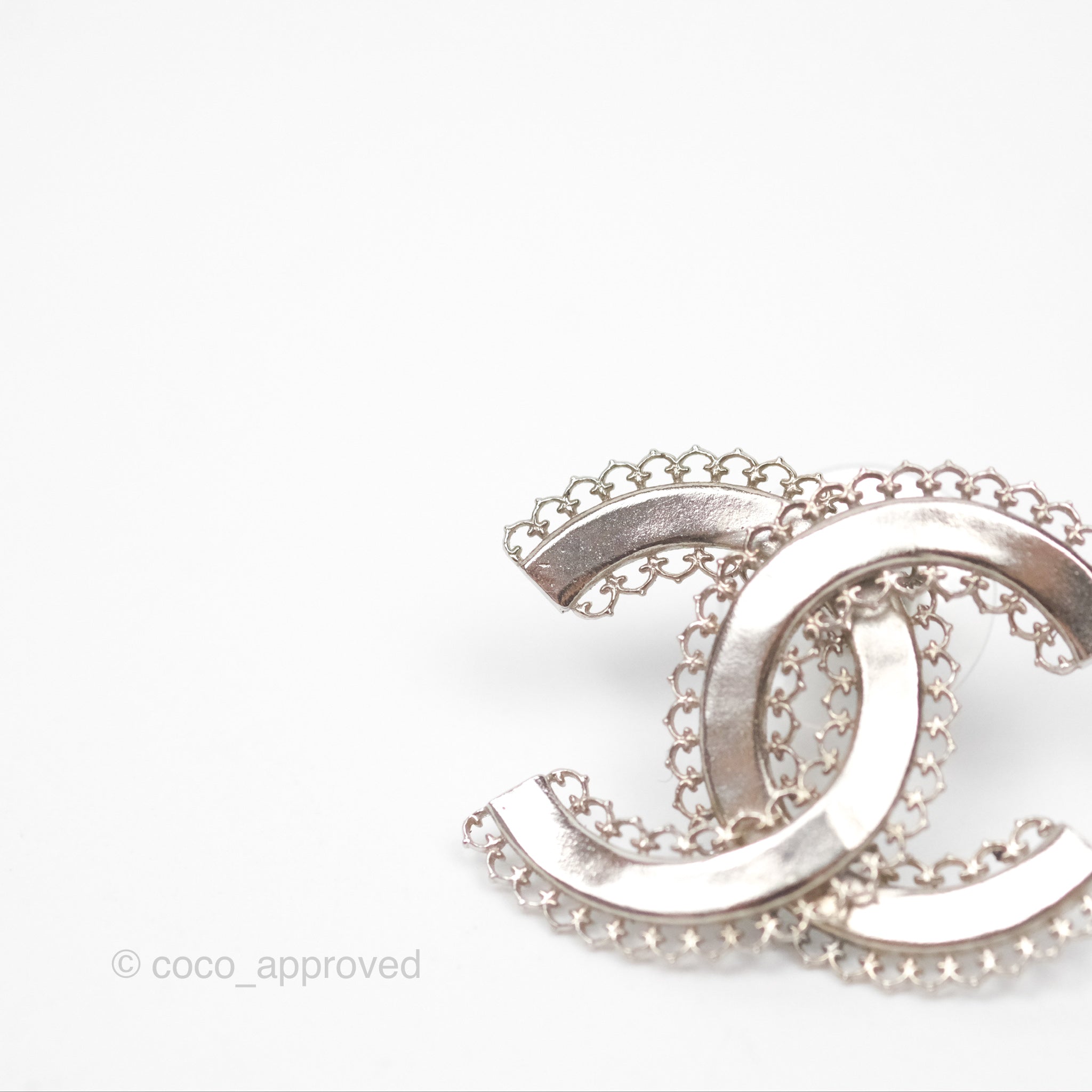 Chanel CC Logo Earrings for Women - Silver Tone Fashion Jewelry - Perfect for Parties, Weddings & Special Occasions