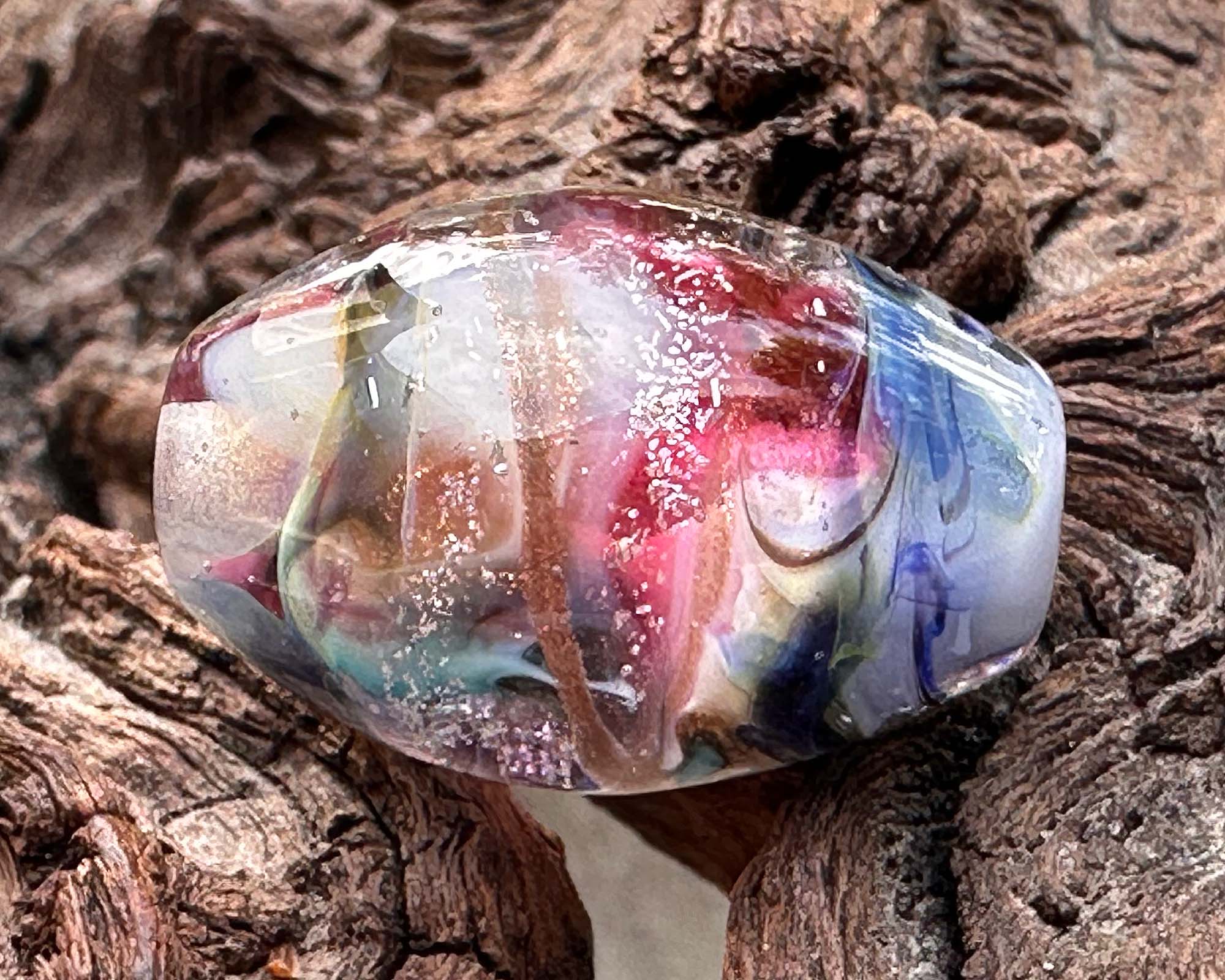 Vibrant Multicolor Dichroic Lampwork Focal Bead SRA - Perfect for Jewelry Making, DIY Crafts & Beading Projects