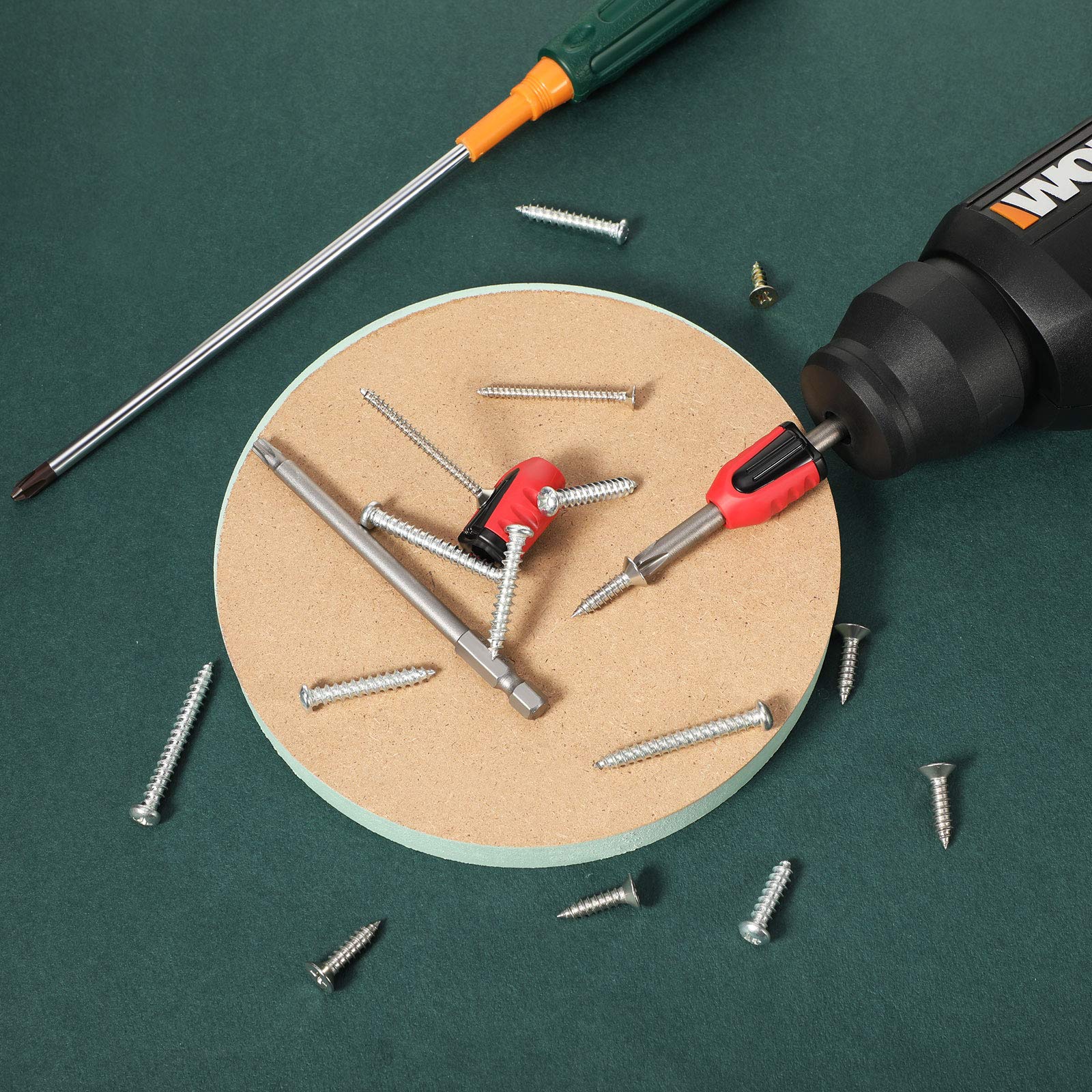 Magnetic Screw Holder Rings - 1/4 Inch (6.35mm) Screwdriver Bit Magnetizer for Electric Drills & Hand Tools - 5-Piece Set (Red) - Perfect for DIY Projects, Construction Work & Home Repairs