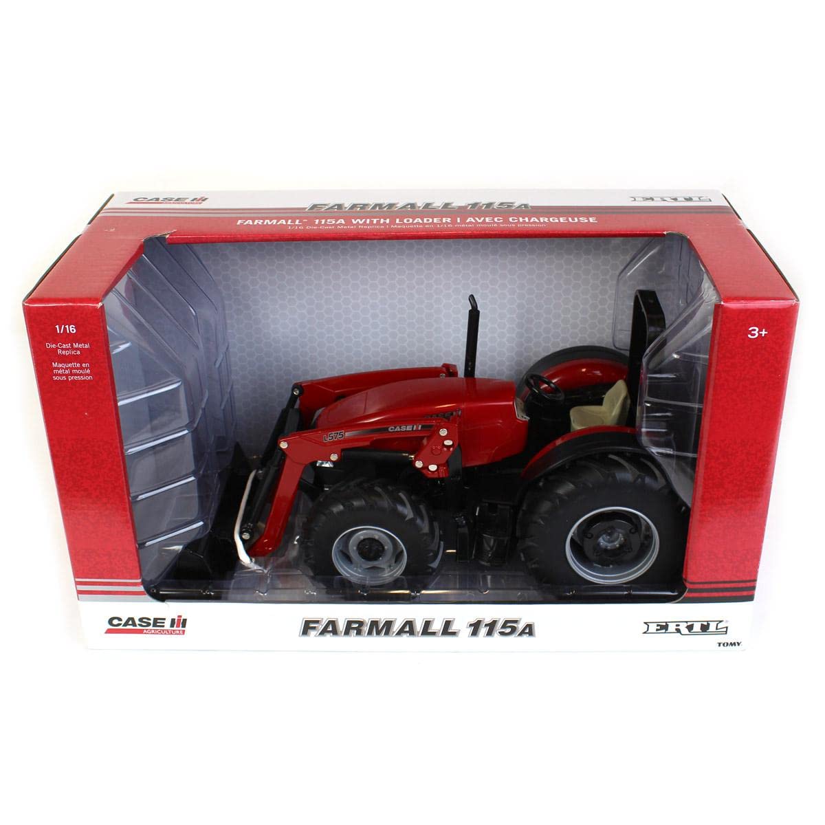 Case IH 1/16 Scale Farmall 115A Tractor with L575 Loader Toy Model - Diecast Collectible for Display, Farming Enthusiasts & Kids Play