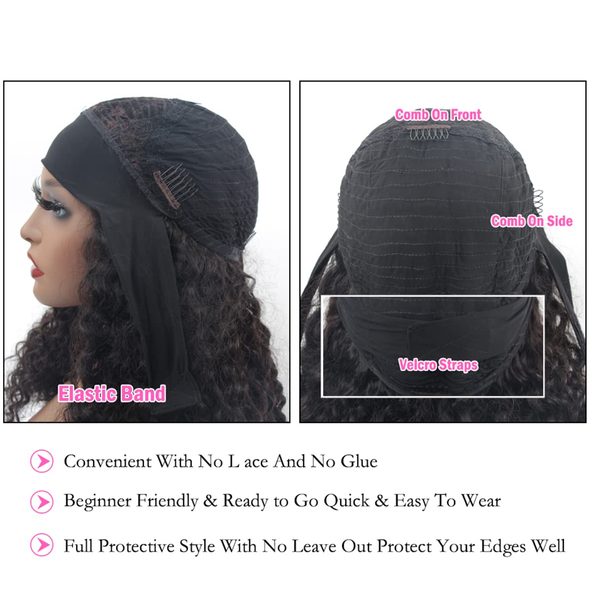 ISEE 180% Density Human Hair Wigs - Water Wave Curly Glueless Lace Front Wigs for Black Women | Machine Made Deep Wave 20 Inch Hairpiece | Perfect for Daily Wear, Parties & Special Occasions