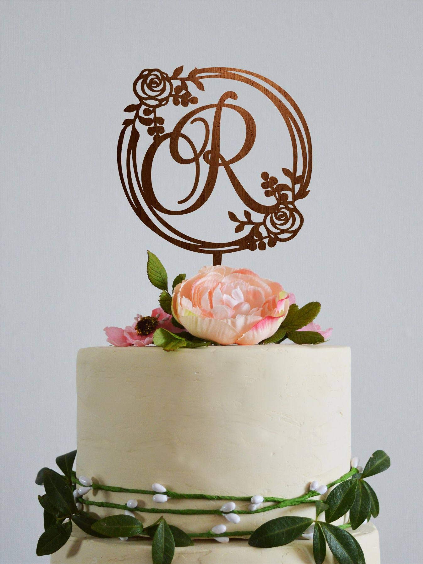 Custom Gold Monogram Cake Topper - Letter R Wedding Cake Decor - Personalized Initial Cake Topper for Weddings, Anniversaries & Special Events