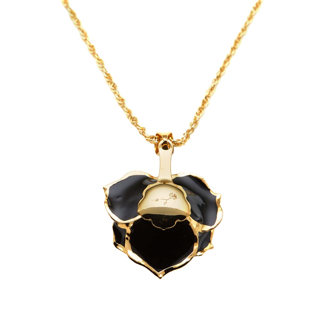 24K Gold Dipped Eternal Rose Necklace - Real Preserved Flower Jewelry for Women, Anniversary Gift, Valentine's Day Present, Romantic Keepsake for Weddings & Special Occasions