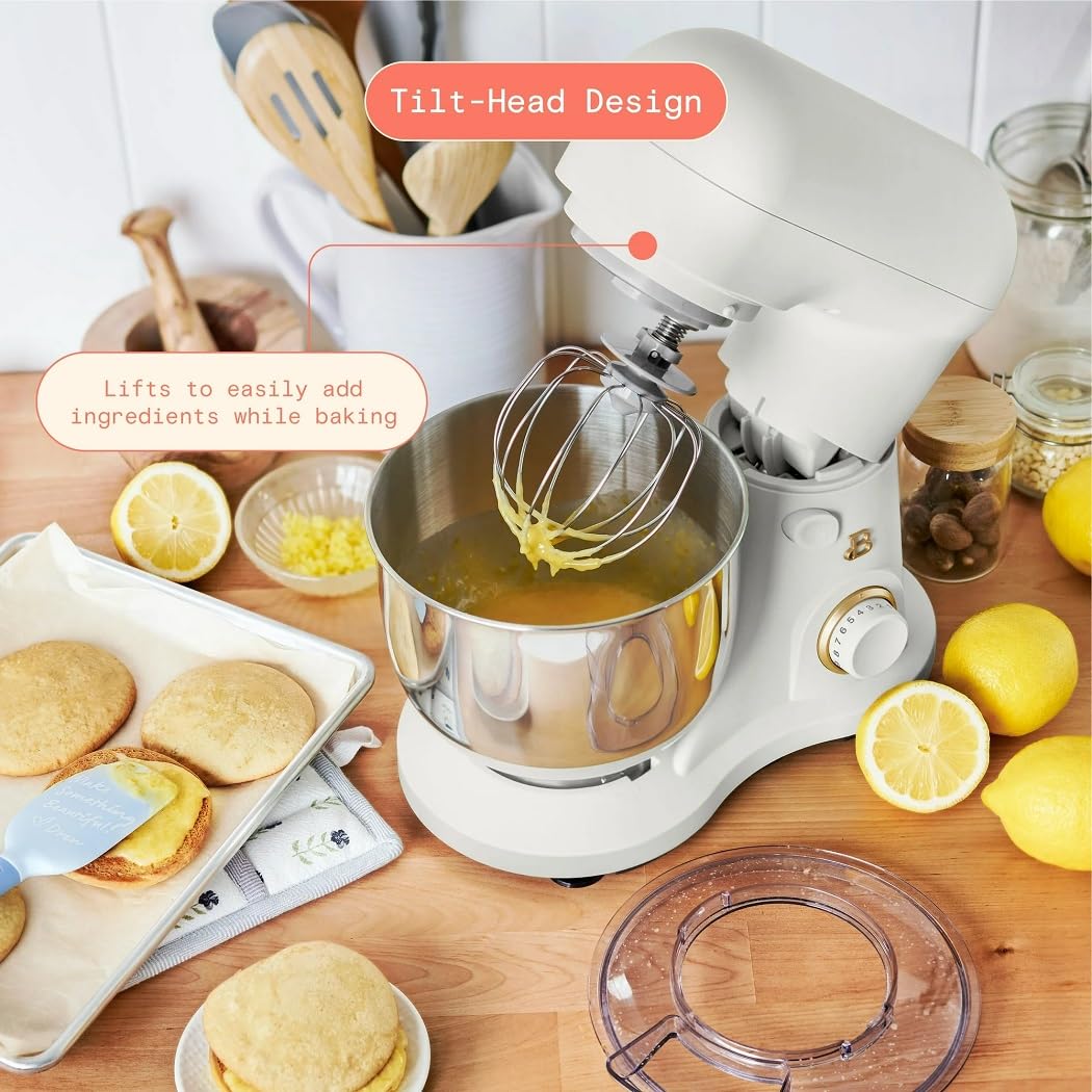 Drew Barrymore Beautiful 3.5 Qt Stand Mixer - Lightweight Powerful Tilt-Head Kitchen Mixer (White Icing) - Perfect for Baking Cakes, Cookies & Dough | Home & Professional Use