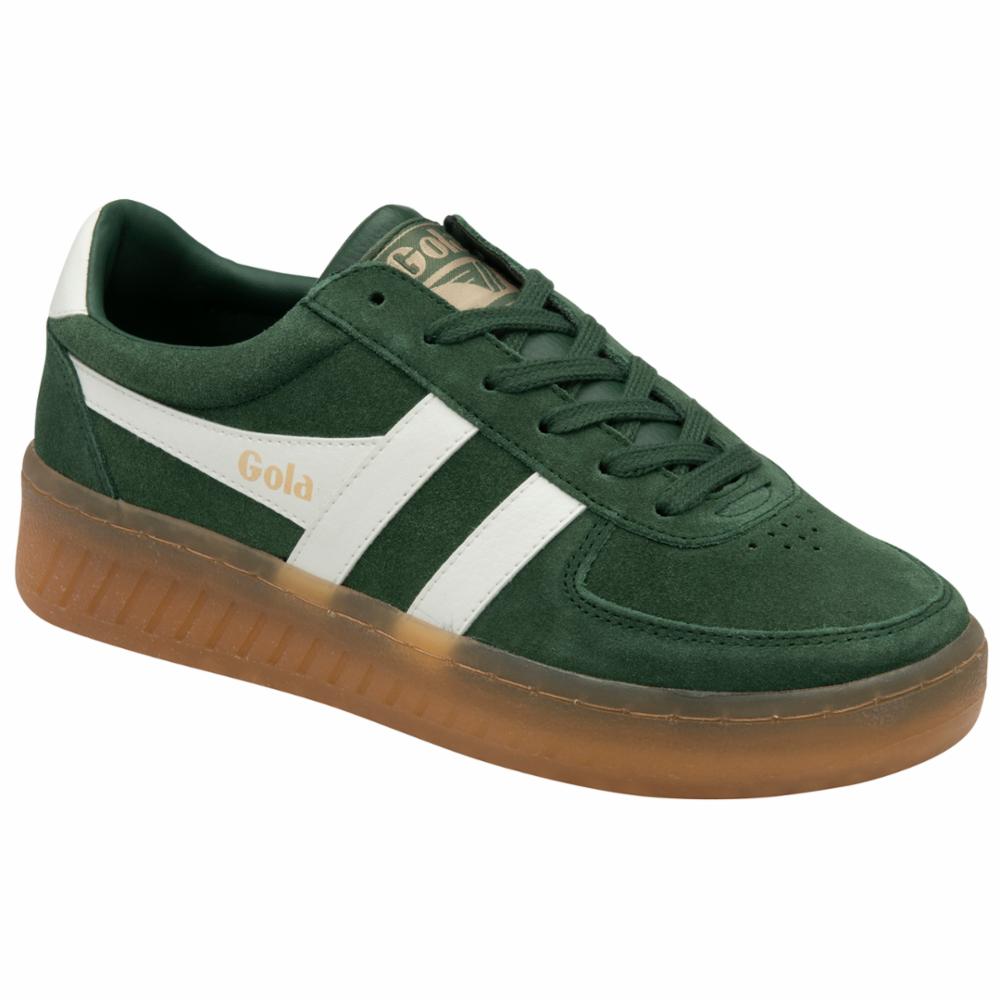 Gola Women's Grandslam Suede Sneakers in Green - Classic Retro Running Shoes for Casual Wear, Gym & Street Style Fashion