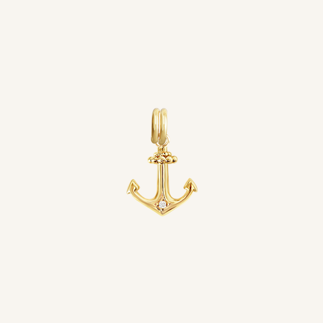 Anchor White Stone Charm Pendant - Elegant Nautical Jewelry for Necklaces & Bracelets - Perfect for Beach Weddings, Gifts & Everyday Wear