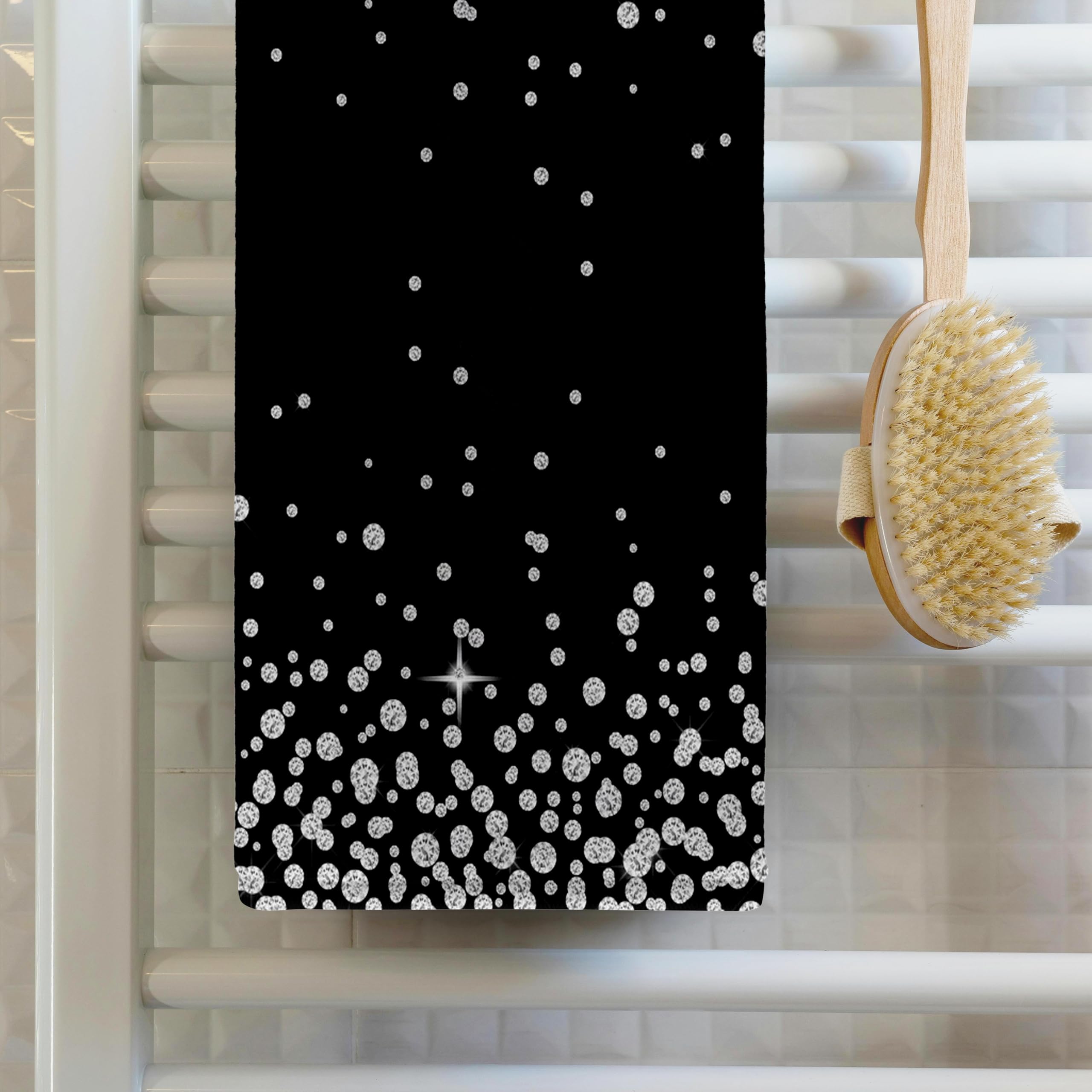 3D Rose Anne Marie Baugh Jewel and Sparkle Faux Diamond Confetti Bath Towels - Soft & Absorbent Cotton Towel Set for Spa, Bathroom Decor, Bridal Shower Gift (twl-254790-1)