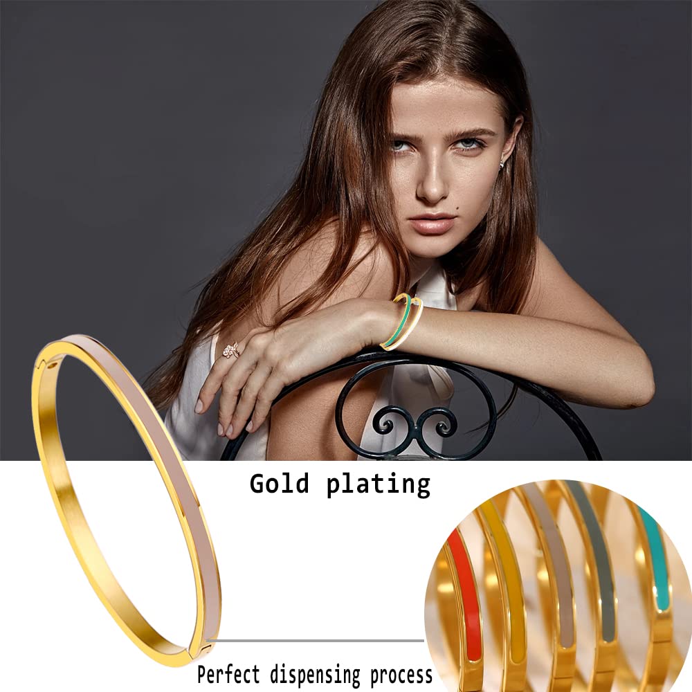 Godyce Love Friendship Bracelet for Women - Colorful Orange Enamel Bangle, Stainless Steel Jewelry with Gift Box | Perfect for Parties, Birthdays, and Everyday Fashion Accessories