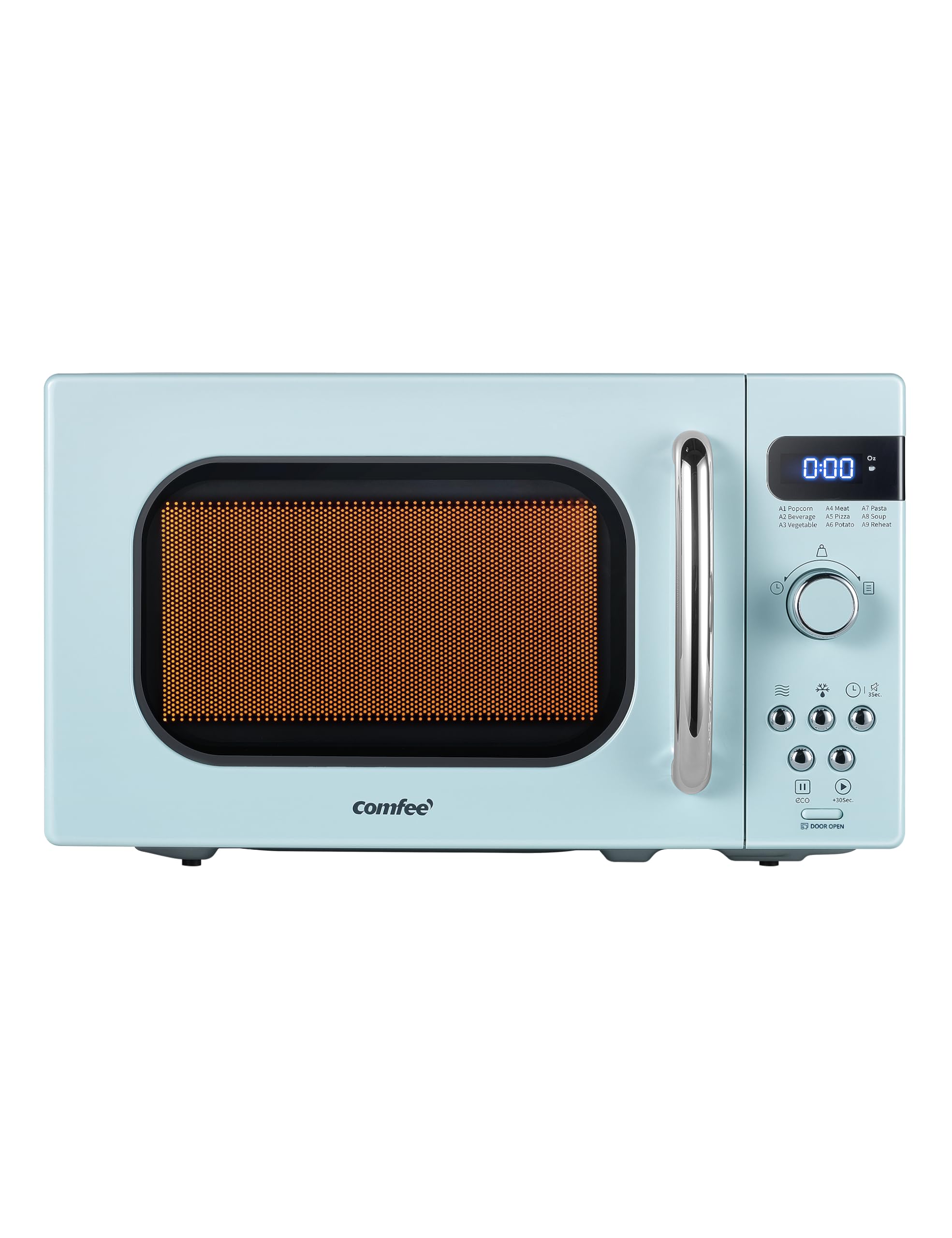 COMFEE' Retro Small Microwave Oven 0.7 Cu Ft - Compact 700W Countertop Microwave with 9 Preset Menus, Position-Memory Turntable & Mute Function - Perfect for Dorms, Apartments & Small Kitchens - AM720C2RA-G in Green