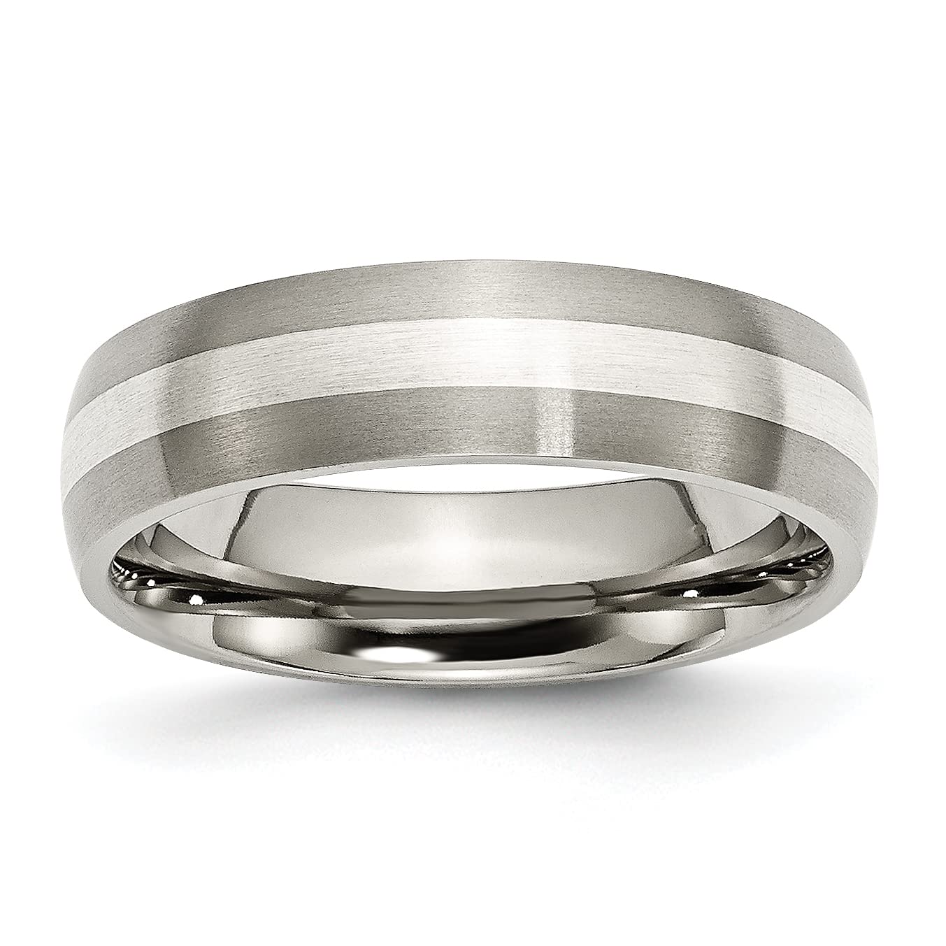 IceCarats Titanium 925 Sterling Silver 6mm Wedding Band Ring for Men & Women - Durable Comfort Fit Wedding Rings for Engagement, Anniversary & Everyday Wear