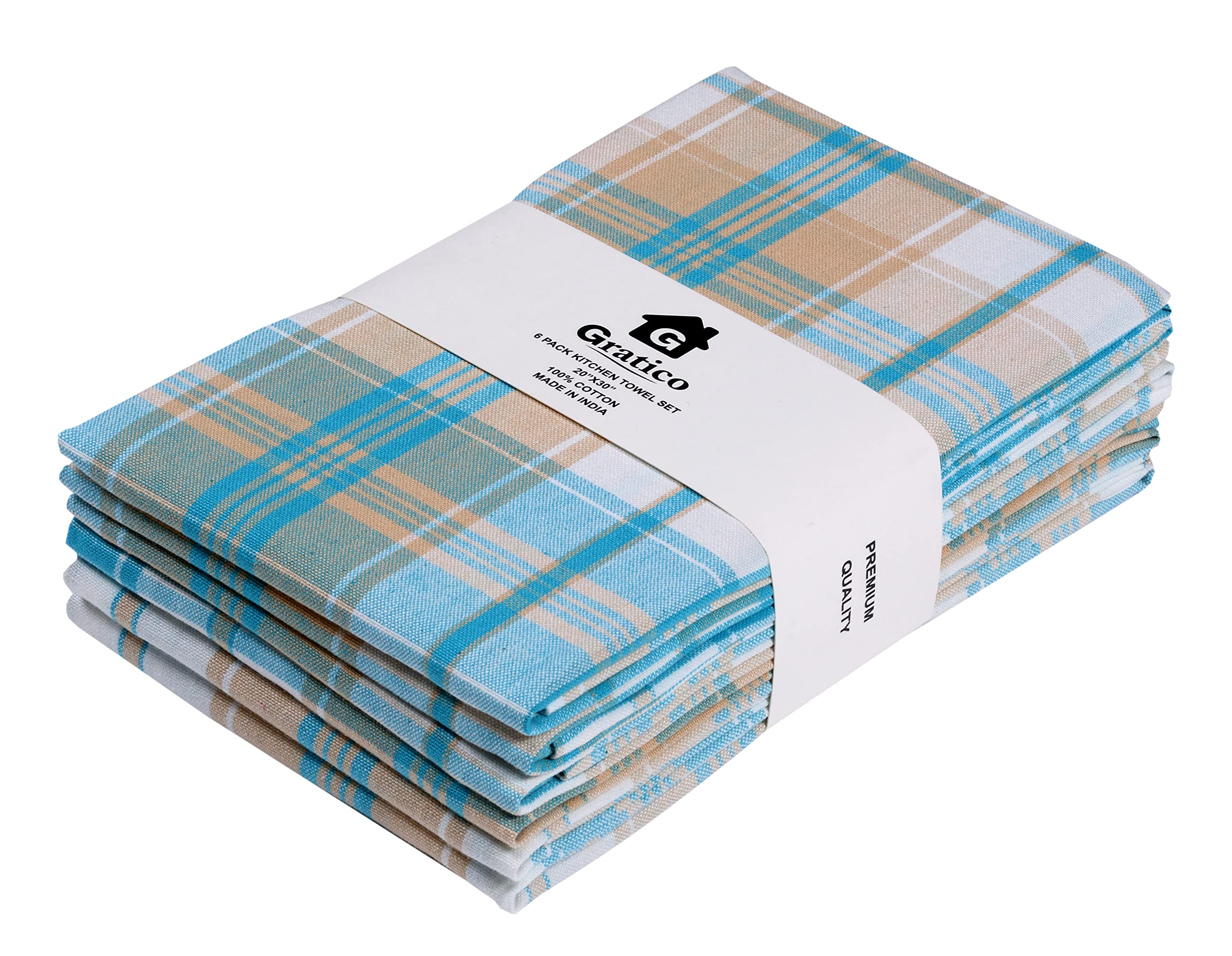 Premium Cotton Kitchen Towel Set - 6 Pack (20