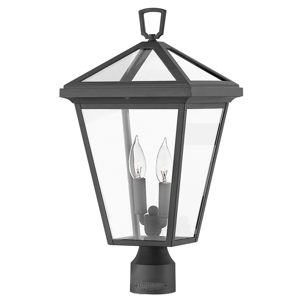 Hinkley Alford Place 2561MB Medium Post Top/Pier Mount Outdoor Lantern - Die Cast Aluminum Frame, Sealed Clear Glass - Museum Black Finish - Perfect for Porch, Patio, Garden & Entryway Lighting