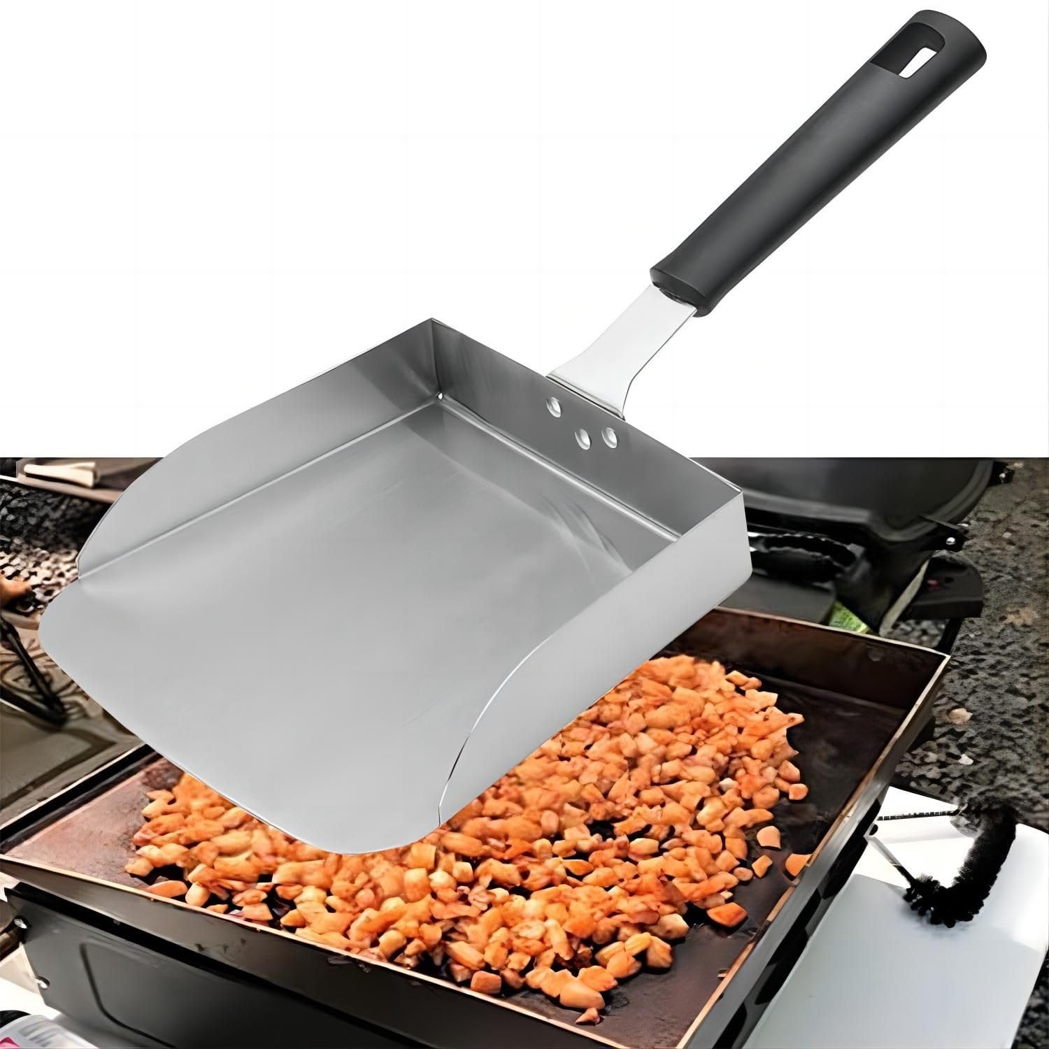 Premium Stainless Steel Griddle Spatula Set - Heavy Duty Burger Smasher, Hamburger Turner & Scraper for Flat Top Grill - Perfect for Outdoor BBQ, Camping & Backyard Cooking