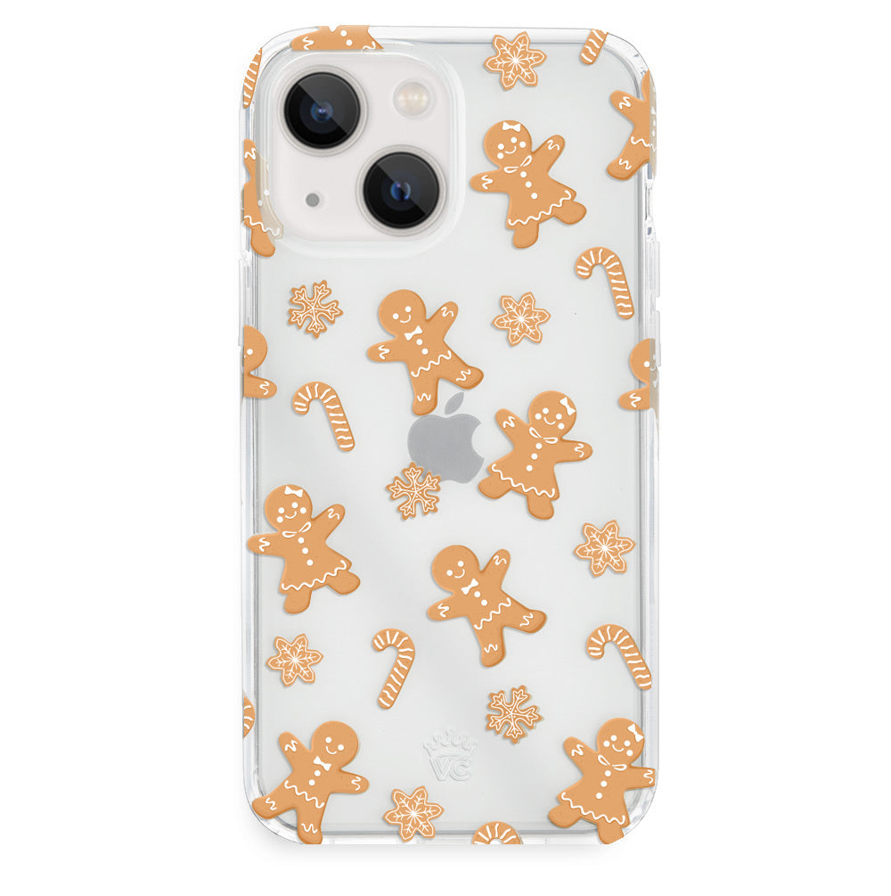 Festive Gingerbread Clear iPhone Case - Christmas Holiday Protective Cover for iPhone 13/14/15 - Perfect for Holiday Parties, Gifts & Winter Celebrations