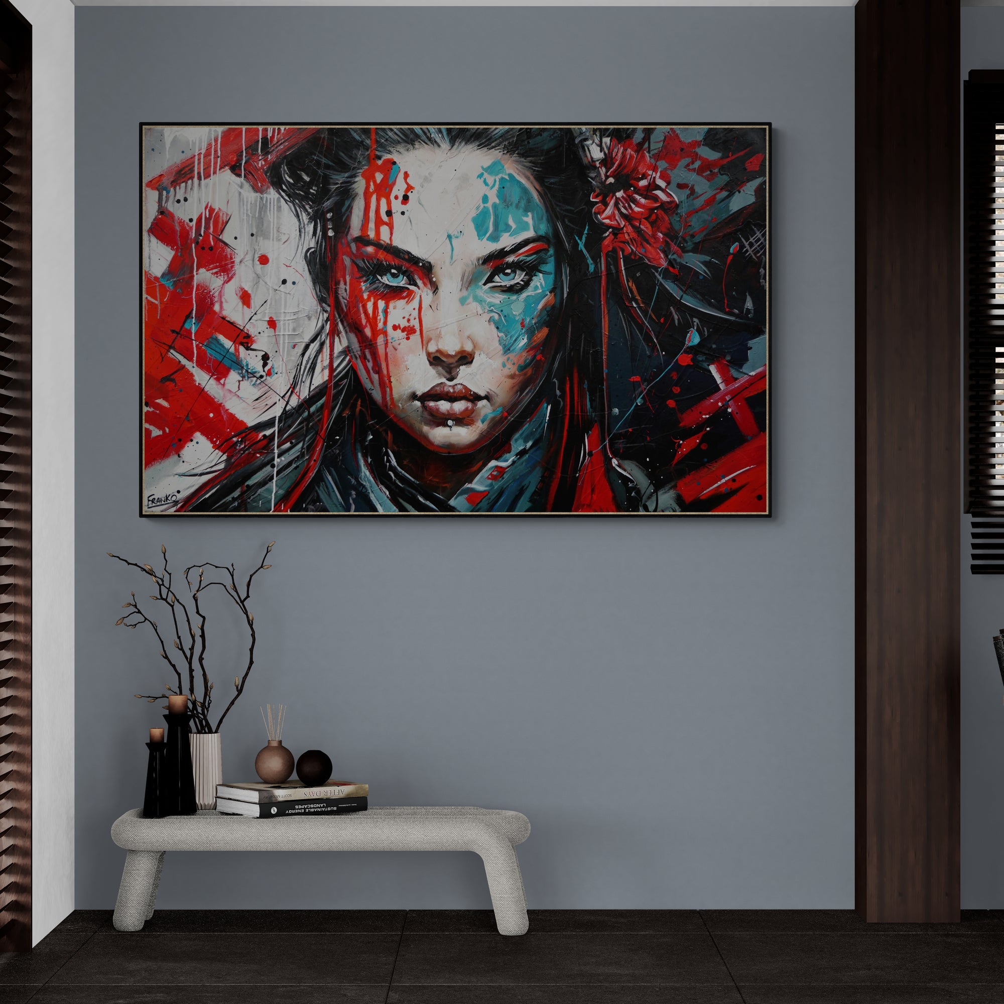 Brave and Beautiful Abstract Realism Framed Textured Painting - 63x39 Inches Large Wall Art - Perfect for Living Room, Bedroom, or Office Decor