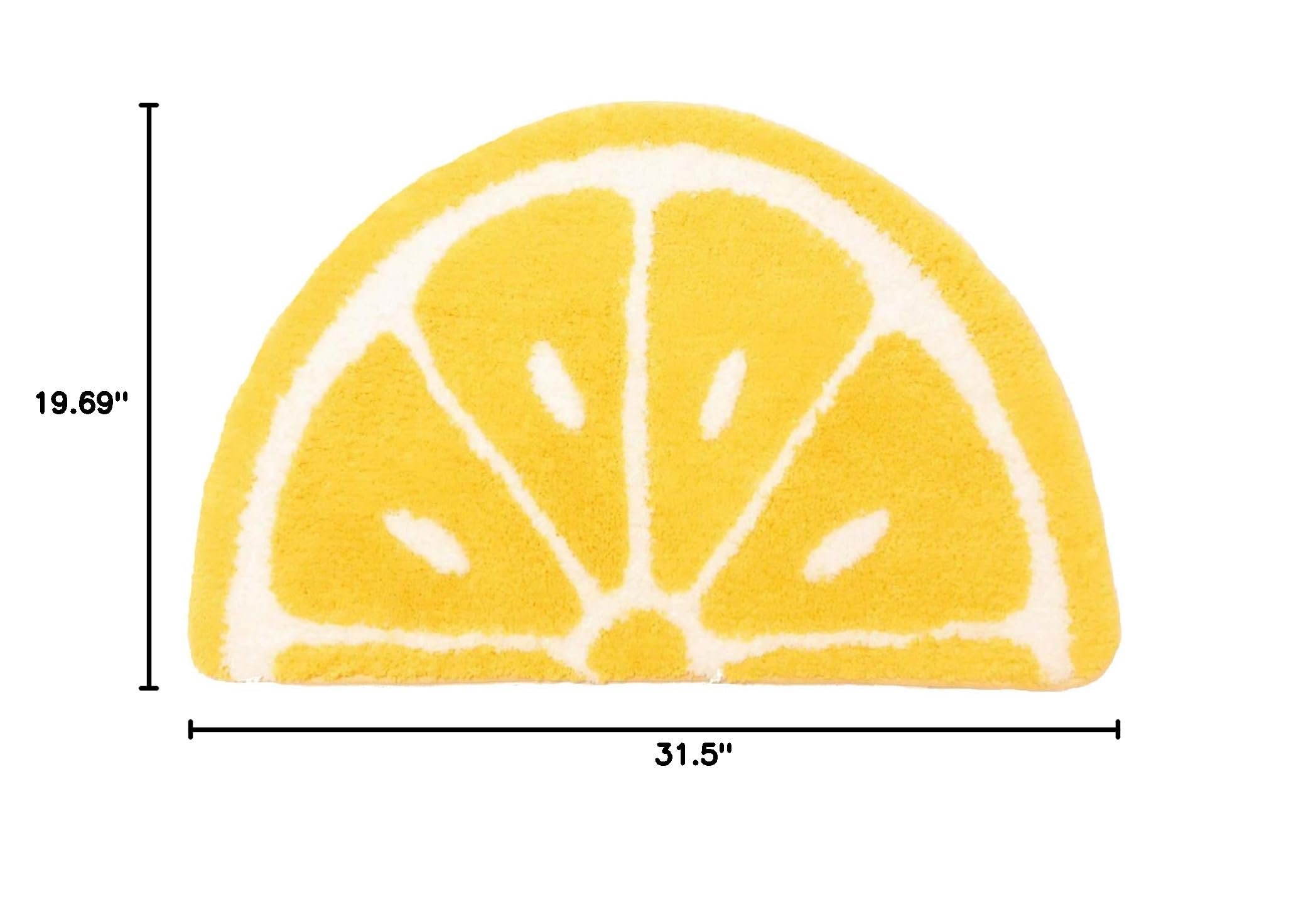 **Soft Plush Yellow Lemon Half Round Bath Mat - Non-Slip Bathroom Rug for Kids Room, Pet Friendly Indoor Carpet, Home Decor (20x31 Inches) - Perfect for Bathroom, Nursery, and Playroom Flooring**