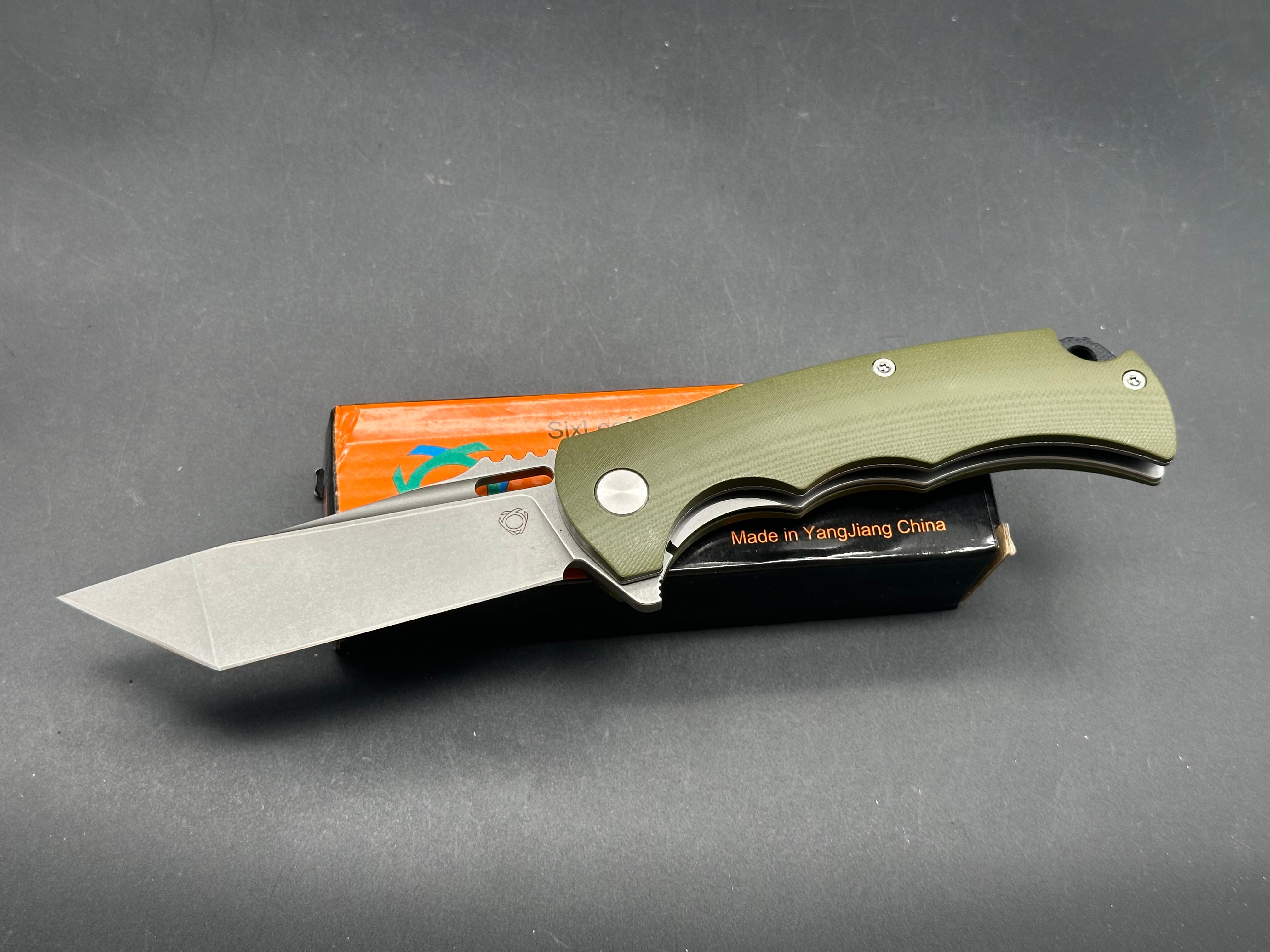 Sixleaf SL 01 Folding Pocket Knife - Green G10 Handle, D2 Steel Blade, Liner Lock Mechanism | EDC, Outdoor Camping, Hunting & Survival Gear