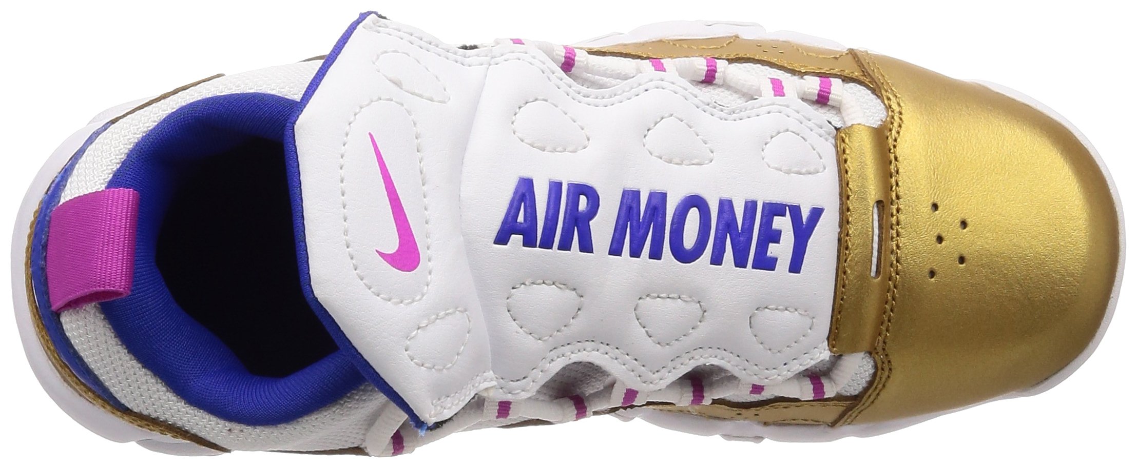 Nike Kids Air More Money Sneaker - White/Fuchsia Blast - Grade School (GS) Size 5 Big Kid - Comfortable Running Shoes for Boys & Girls - Perfect for School, Sports & Daily Wear