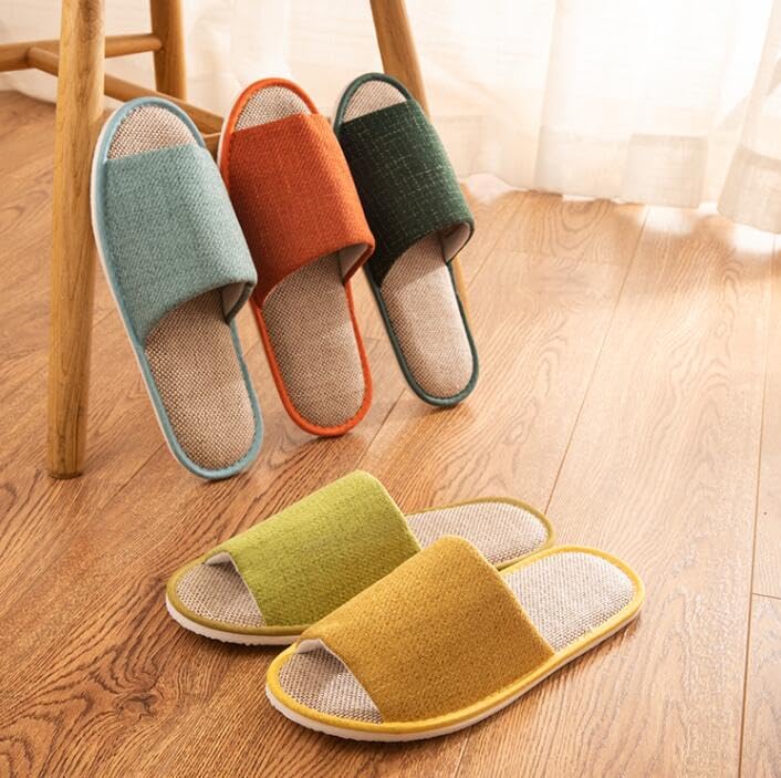 5-6 Pairs Non-Slip Disposable Spa Slippers for Guests - Washable Foldable Linen Open-Toe House Slippers for Women & Men - Perfect for Hotels, Spas, Salons, and Home Use