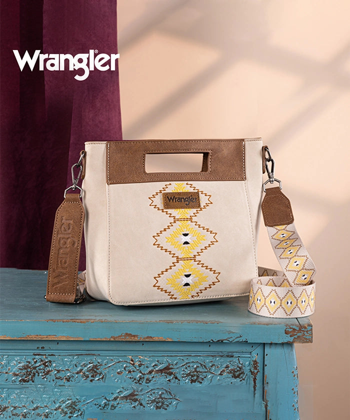 Wrangler Aztec Embroidered Crossbody Bag for Women - Stylish Boho Purse with Adjustable Strap, Perfect for Travel, Shopping & Daily Use
