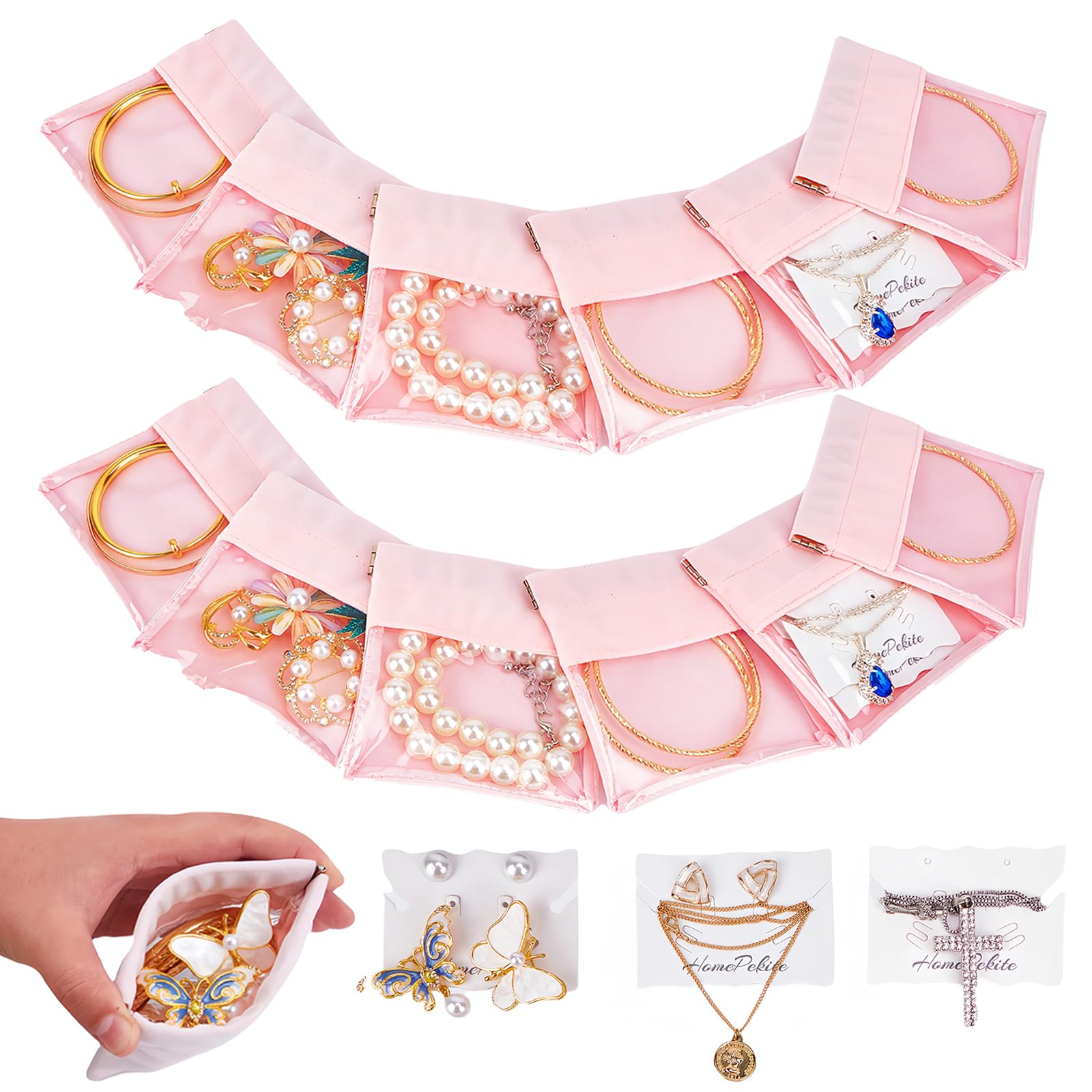 12 Pcs Travel Jewelry Organizer Set - Tangle-Free Clear Velvet Pouch for Necklaces, Rings & Jewelry Storage | Portable Jewelry Case for Women | Perfect Christmas Gift for Her | Great for Travel, Home Organization & Gifting