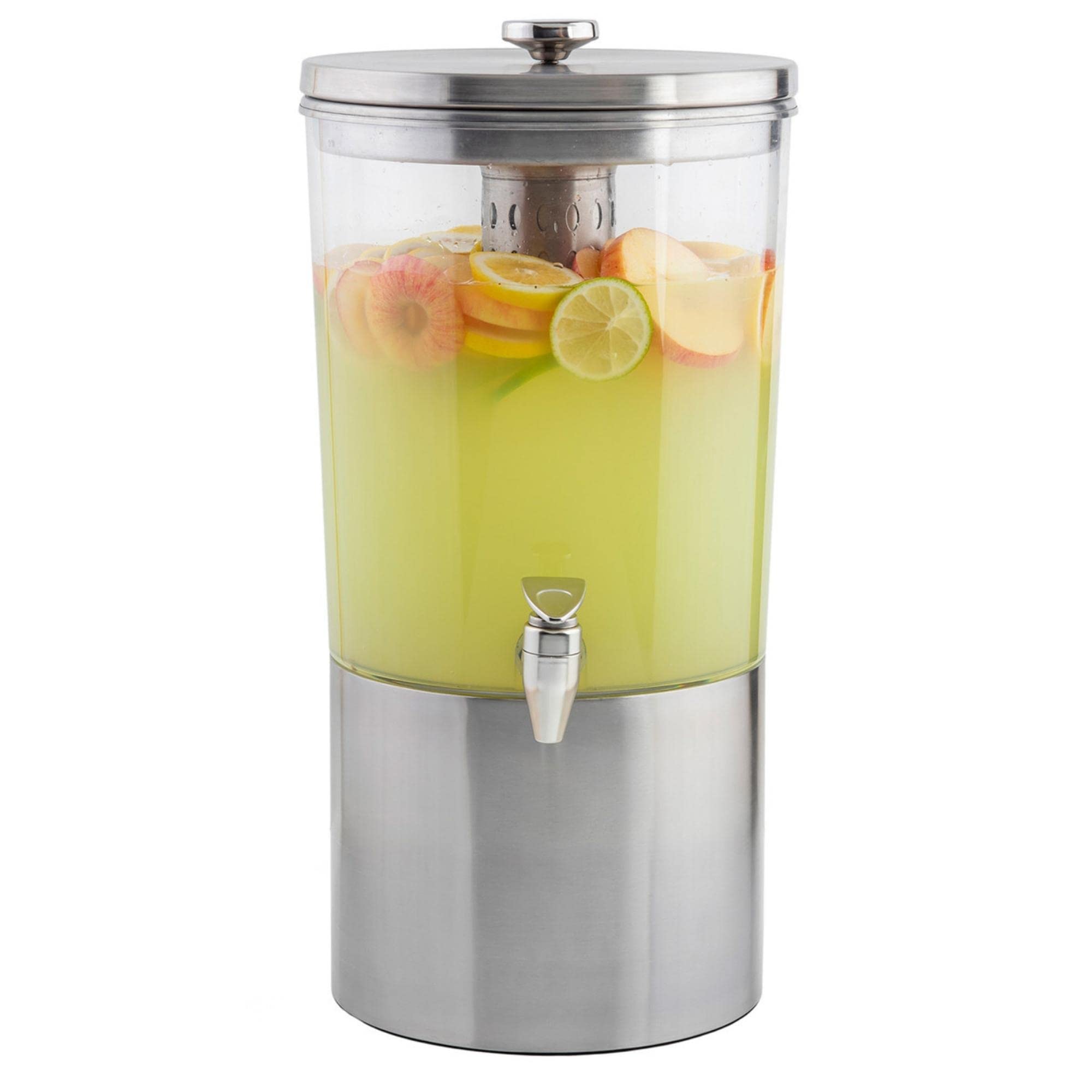 Premium TableCraft 10450 Beverage Dispenser - 2.5 Gallon Stainless Steel with Nickel ABS Faucet, Tritan Reservoir - Perfect for Parties, Weddings & Catering Events