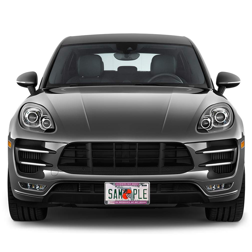 Always My Hero Metal Insert License Plate Frame - In Memory of Mom - Weatherproof Chrome Car Accessory with 2 Holes - Perfect for Memorial Gifts & Tribute Car Decor