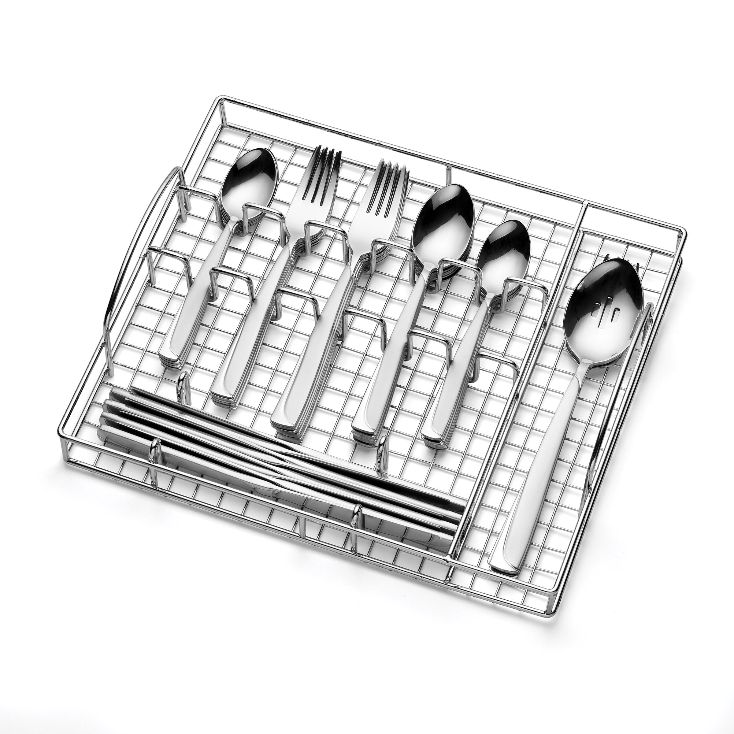 51-Piece Madeline Flatware Set with Storage Caddy - Stainless Steel Silverware for 12, Complete Dinnerware Set for Home, Kitchen, Parties & Formal Dining