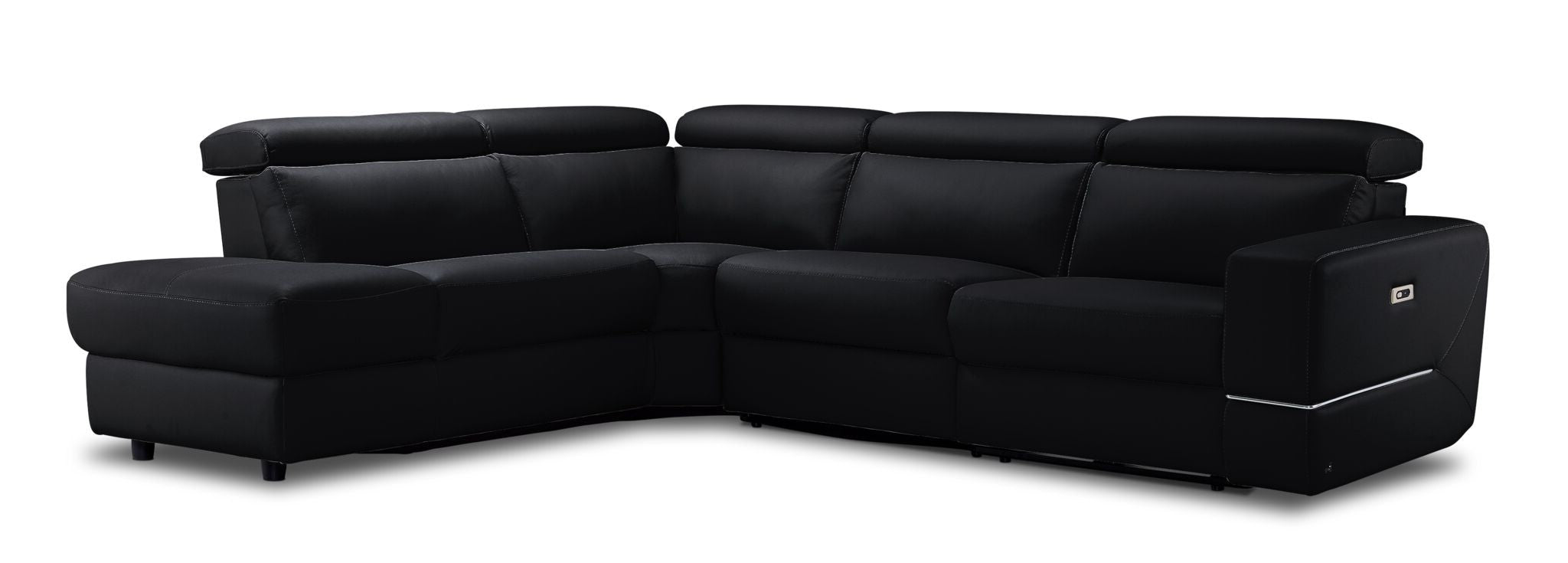 Bianca 3-Piece Power Reclining Sectional Sofa with Left-Facing Chaise in Black - Modern Living Room Furniture for Movie Nights & Family Gatherings