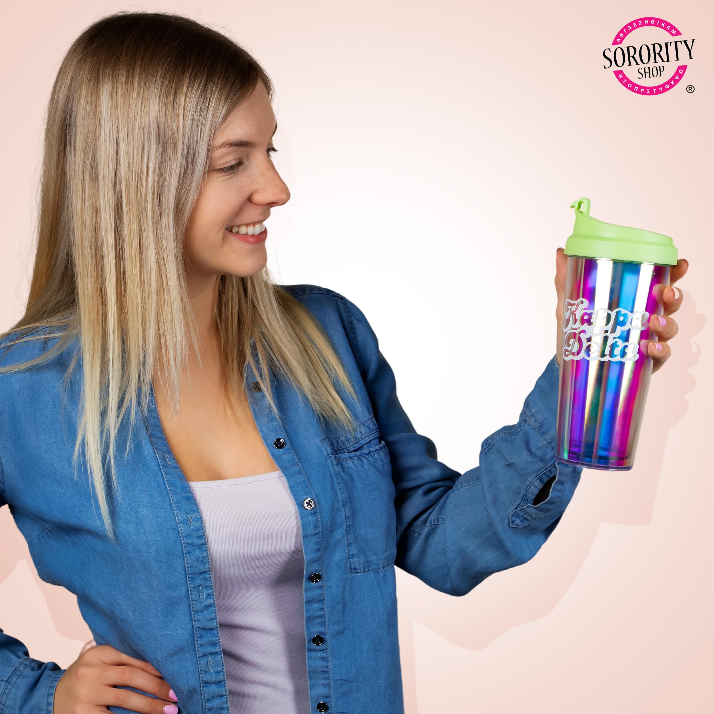 Delta Phi Epsilon Sorority Tumbler 20oz - Insulated Stainless Steel Cup with Lid & Straw - Perfect for Coffee, Tea & Cold Drinks at College, Greek Life Events & Sisterhood Gatherings