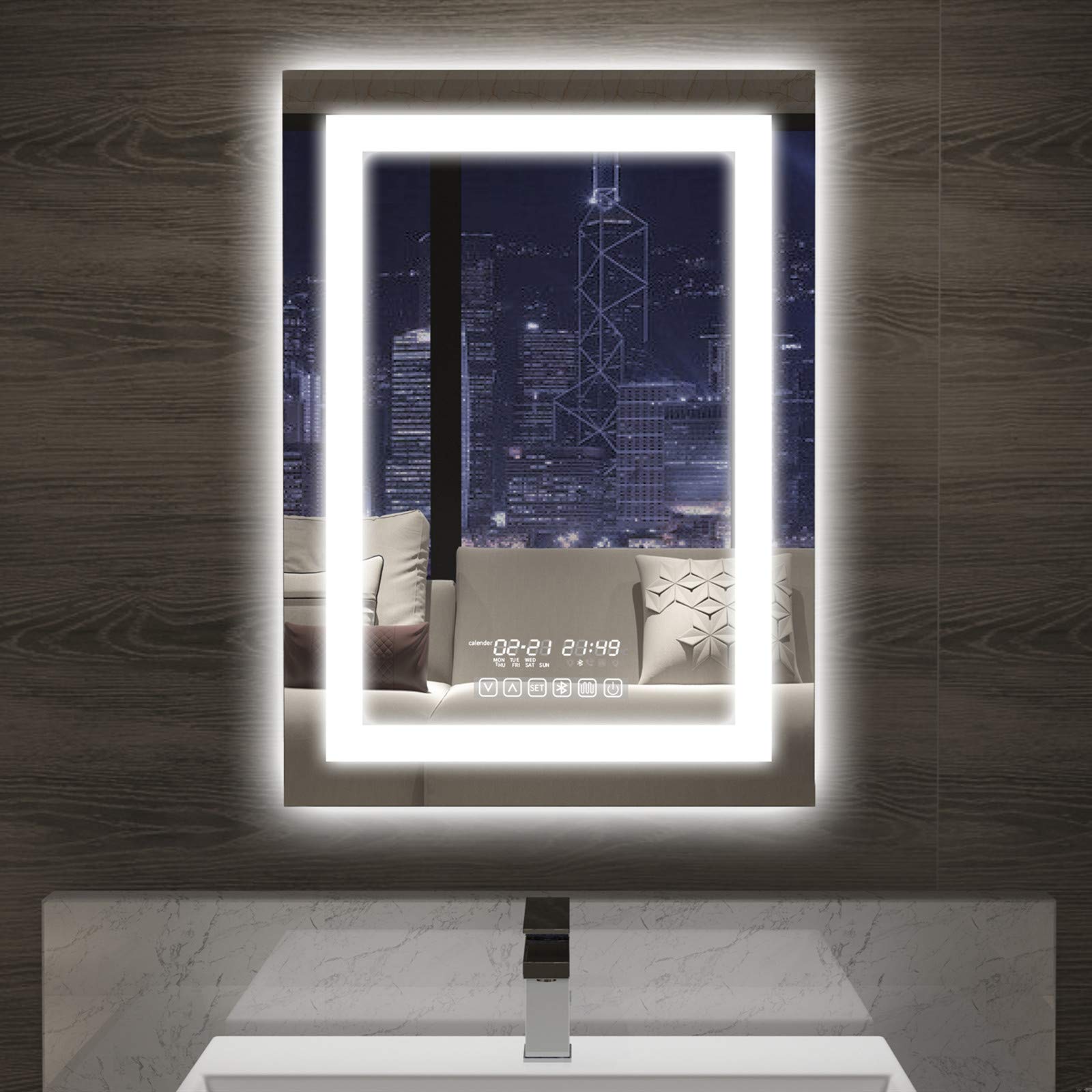 Gesipor 24x36 Inch LED Bathroom Mirror - Dimmable Anti-Fog Smart Vanity Mirror with Wireless Speaker, Backlit Wall Mounted Vertical Design for Modern Bathrooms | Perfect for Makeup, Shaving & Home Decor