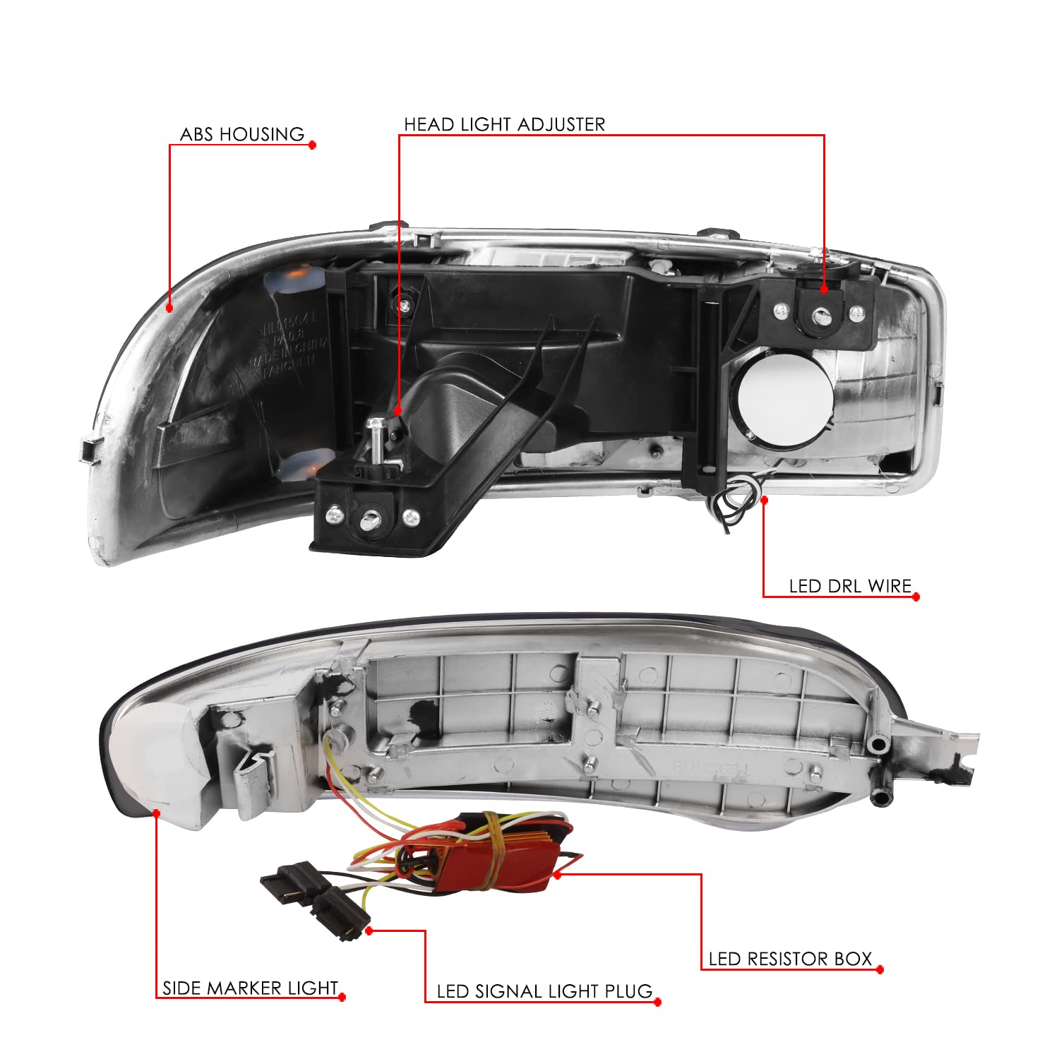 DNA MOTORING Smoked Headlights for 02-06 GMC Sierra 1500 Denali - Upgrade Your Ride