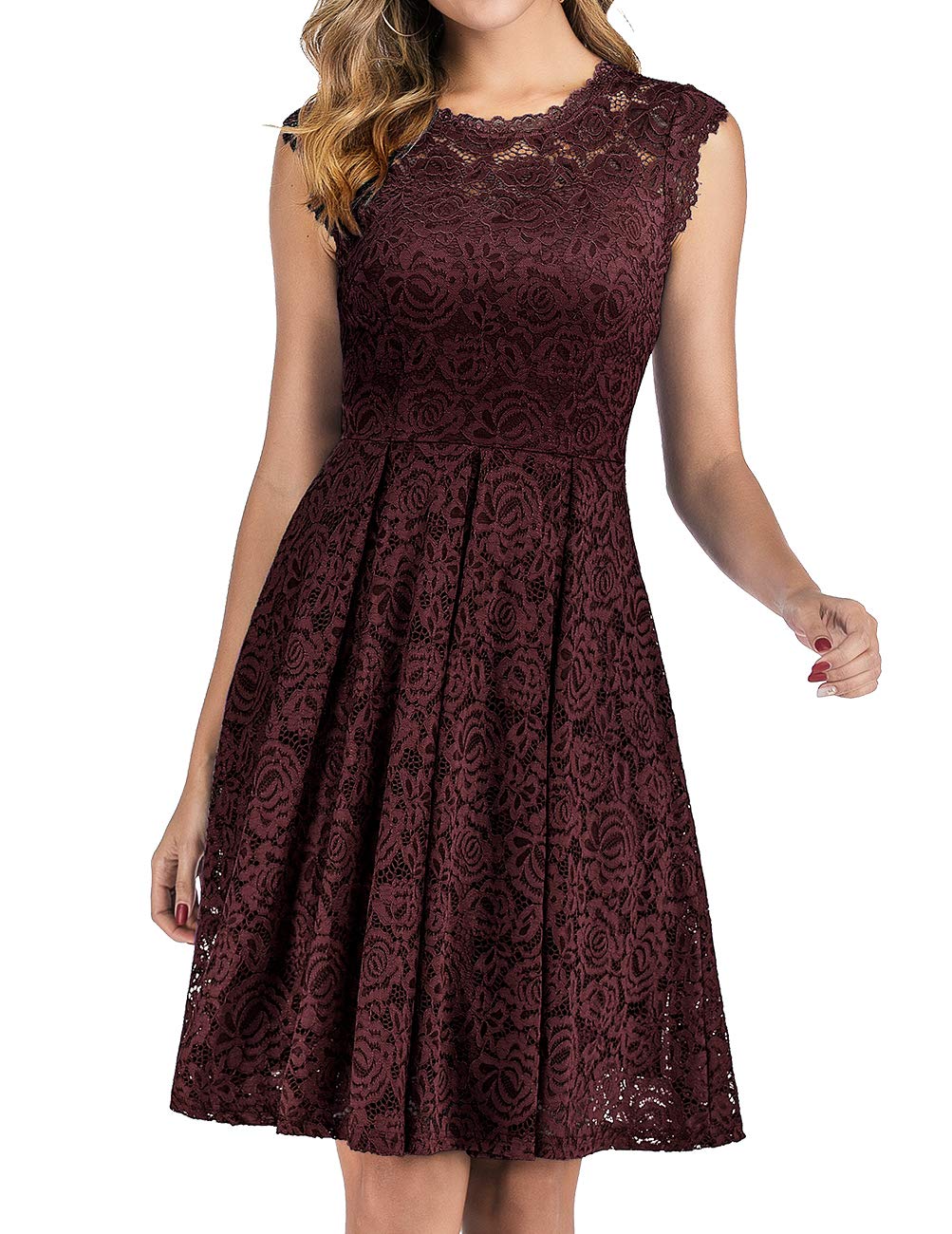 Meetjen Floral Lace Prom Graduation Cocktail Dress for Women - Elegant A-line Wedding Guest Dress with Floral Embroidery | Perfect for Formal Events, Parties & Special Occasions