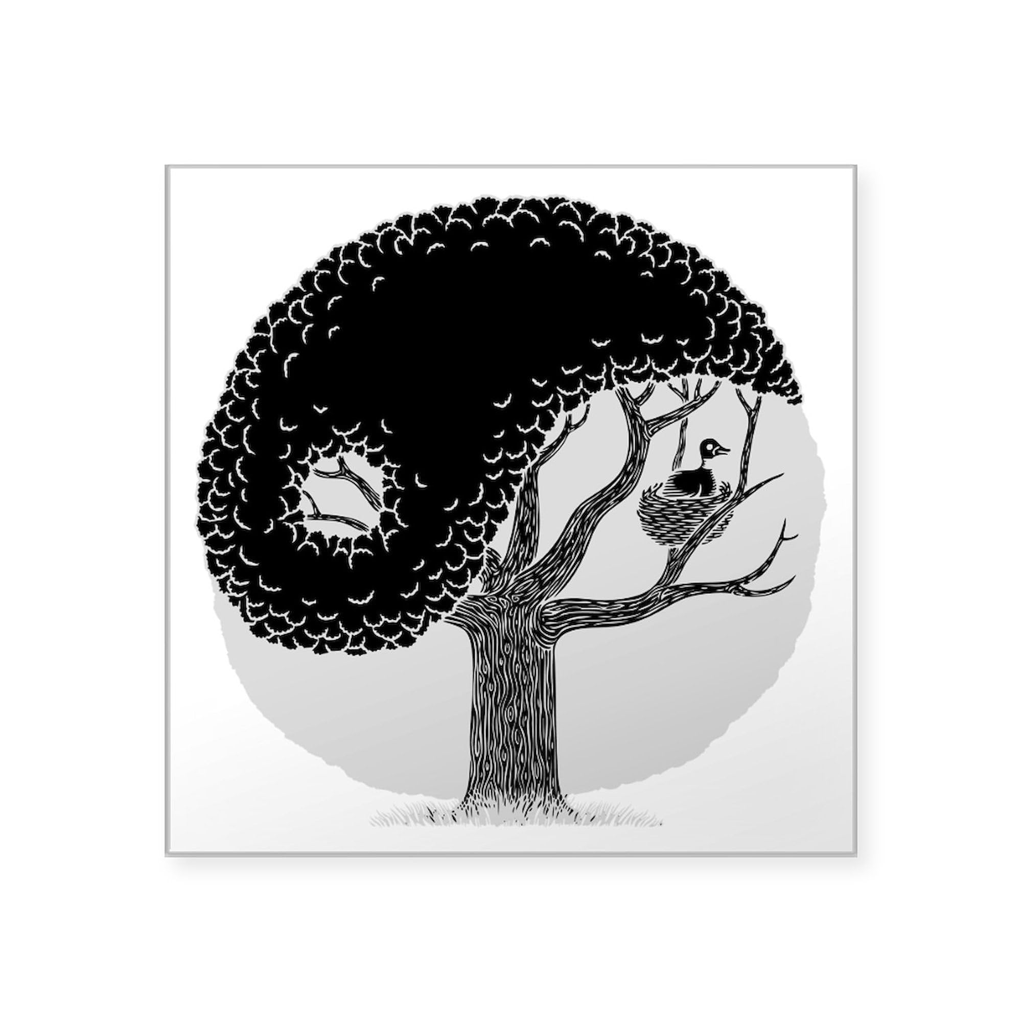 Yin Tree Square Sticker 3x3 Inch - Durable Car Bumper Decal for Vehicles, Laptops & Water Bottles - Perfect for Yoga Lovers, Meditation Spaces & Spiritual Decor