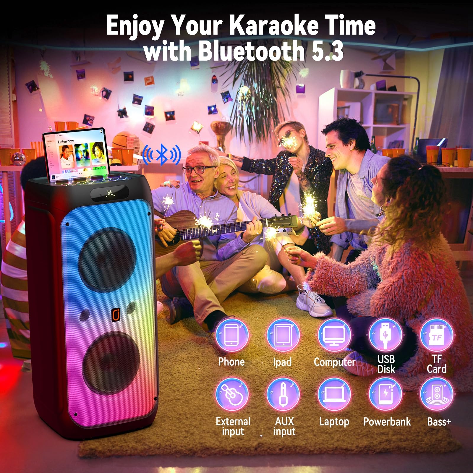 500W Wireless Karaoke Machine with Dual 8
