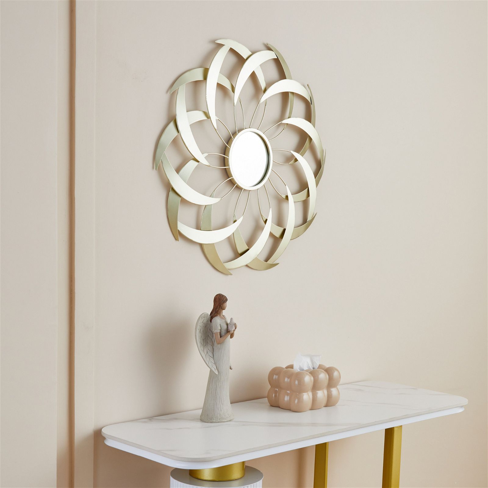 Stylish Gold Leaf Design ARI Mirror 700mm by Criterion - Perfect for Living Room, Bedroom & Bathroom Decor