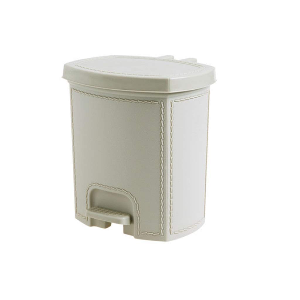 ZNZN Retro Faux Leather Trash Can with Pedal - Large Beige Wastebasket for Kitchen, Office & Bathroom | Durable Plastic Garbage Bin with Wheels for Easy Recycling & Waste Disposal