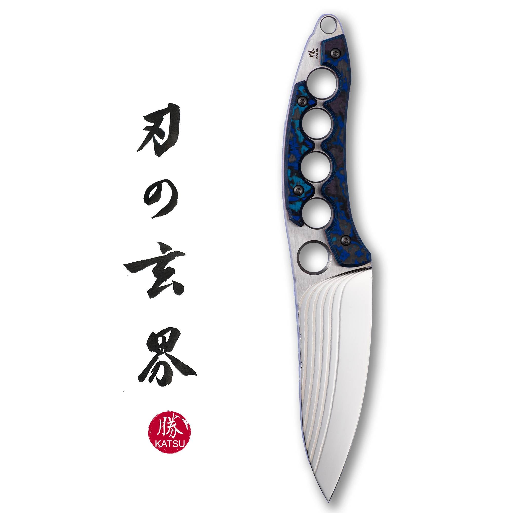 KATSU SKADI 17-Layer ZDP-189 Super Steel Mirror Polished Fixed Blade Knife with Carbon Fiber Handle - Limited Edition Hunting, Camping & Outdoor Survival Tool
