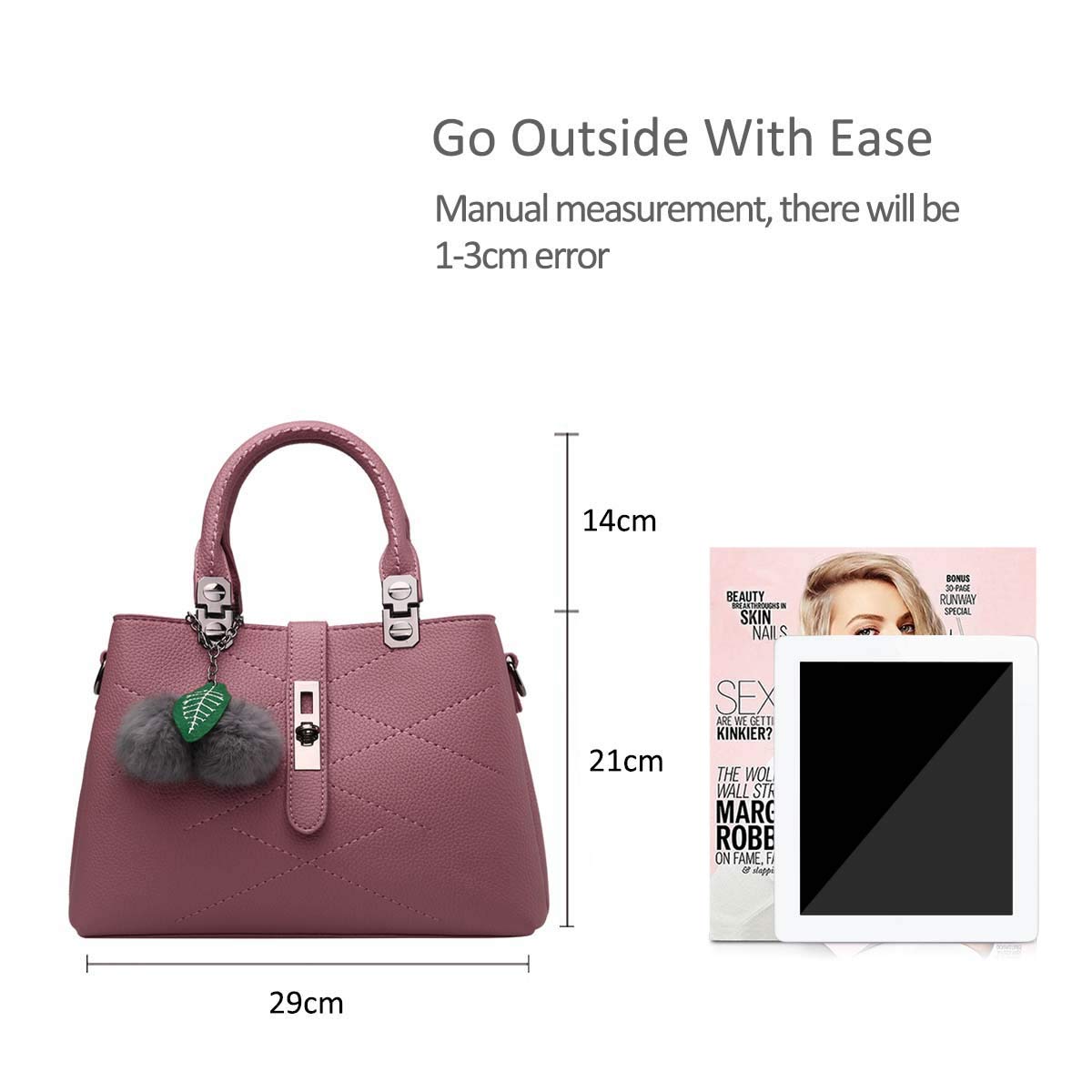 2023 NICOLE & DORIS Women's Fashion Handbags - Designer Top Handle Shoulder Bag with Pompom | Stylish Purse for Work, Party & Daily Use