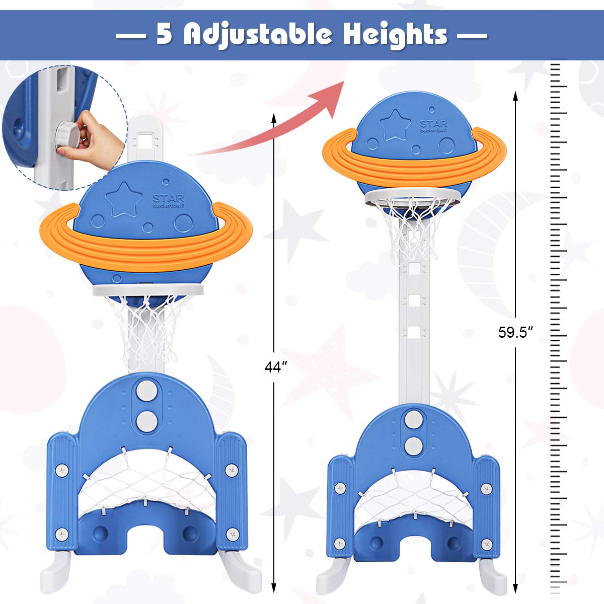 Costzon Adjustable Kids Basketball Hoop Set - Indoor/Outdoor Sports Toy for Toddlers - Best Gift for Boys & Girls