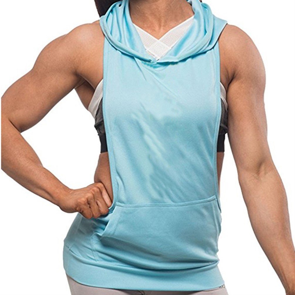 Q&Y Women's Workout Stringer Hoodie Tank Top - Sleeveless Gym Shirt for Yoga, Running & Fitness Training - Breathable Athletic Wear for Women