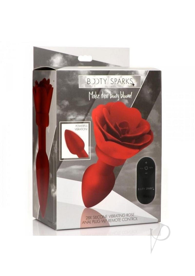 28X Rechargeable Silicone Vibrating Rose Anal Plug with Remote Control - Large Size Red Adult Toy for Couples Play & Solo Pleasure - Perfect for BDSM, Spicing Up Relationships & Sensual Exploration