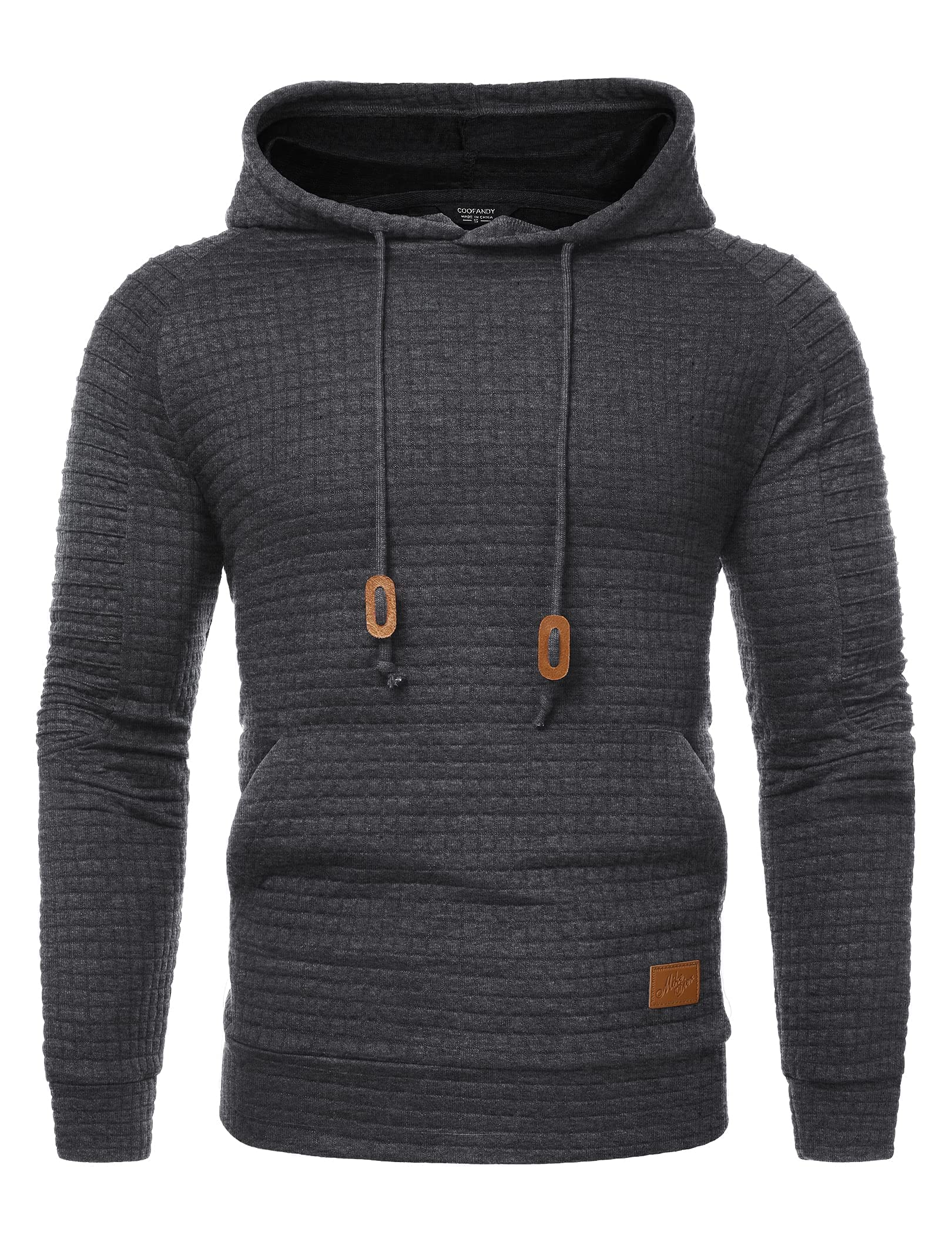 COOFANDY Men's Casual Pullover Hoodie - Long Sleeve Waffle Knit Sweatshirt with Kangaroo Pocket & Drawstring Hood | Perfect for Streetwear, Loungewear, and Outdoor Activities
