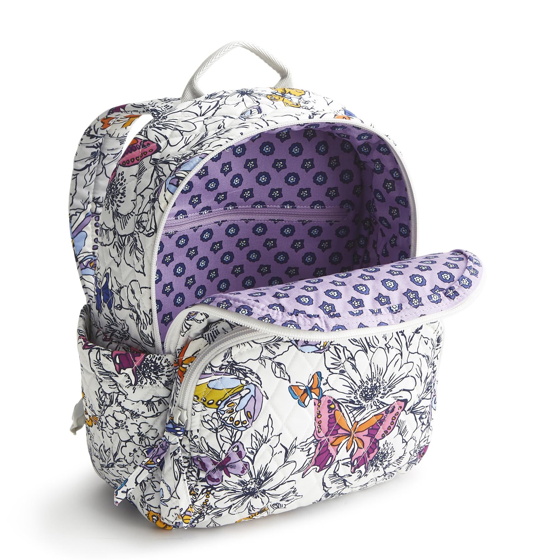 Vera Bradley Women's Small Cotton Banbury Backpack - Premium Quality, Wing + Bloom Floral Design, Lightweight & Durable for School, Work, Travel & Daily Use