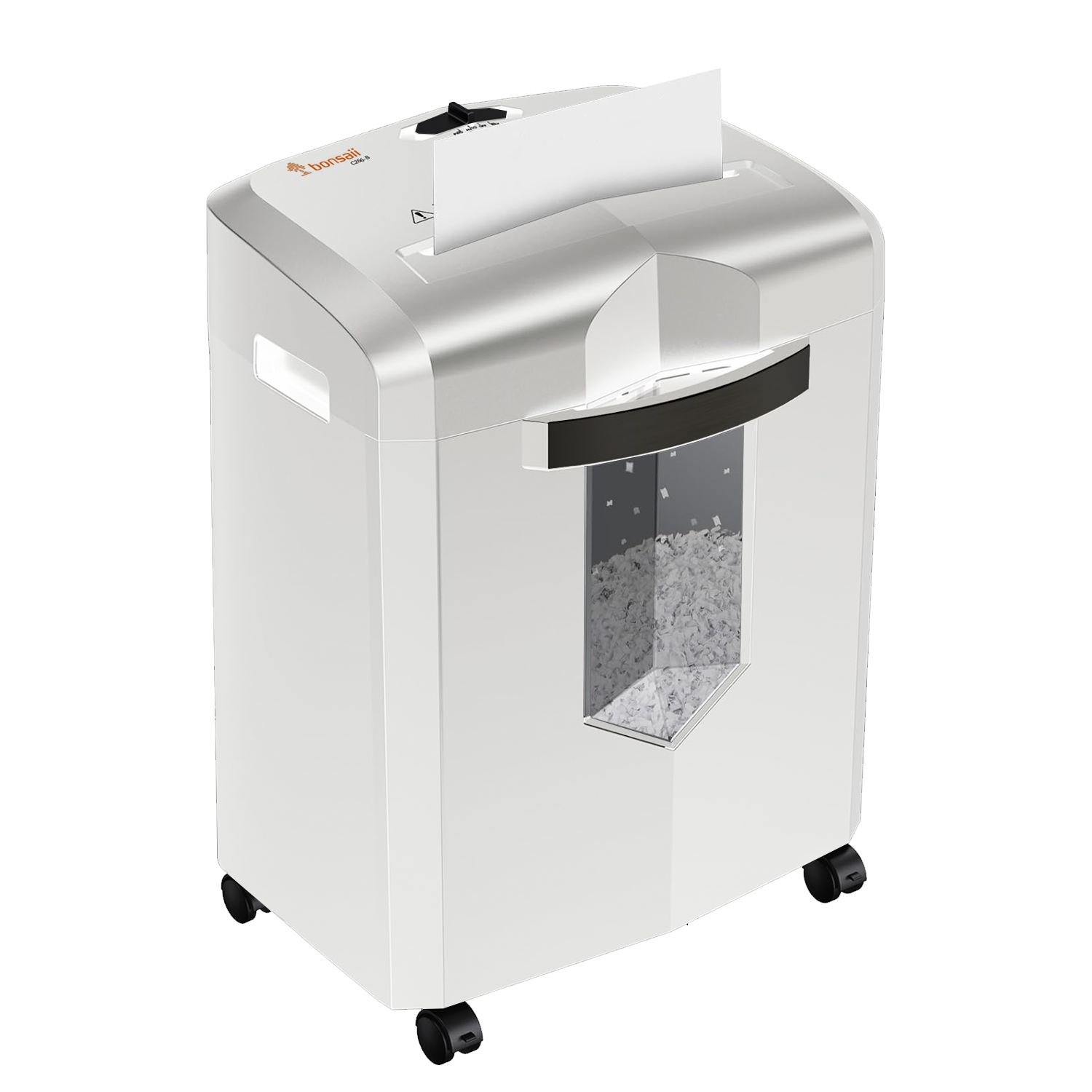 Bonsaii 12-Sheet Micro Cut Paper Shredder - Portable with Handle, P-4 Security Level, 60 Min Continuous Run Time, CD/Credit Card Shredding, Jam Proof, 4.2 Gallon Bin, White/Gray - Ideal for Home Office & Small Business Document Security