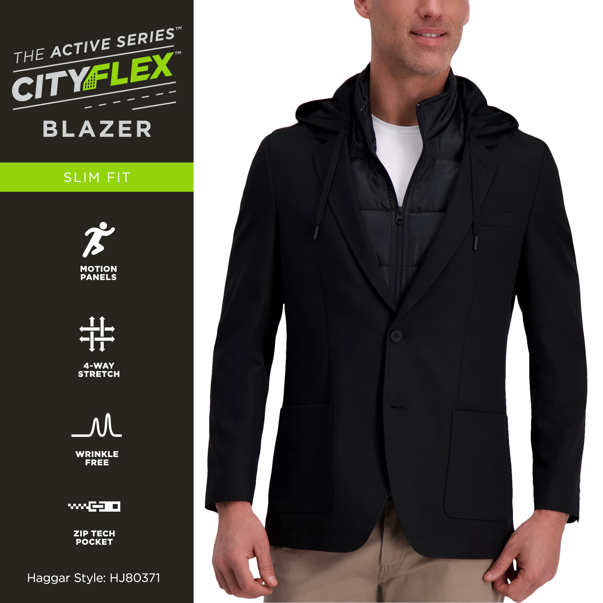 Haggar Men's Slim Fit Commuter Blazer - Lightweight Stretch Travel Sport Coat for Business Casual & Office Wear - Perfect for Commuting, Work & Formal Occasions