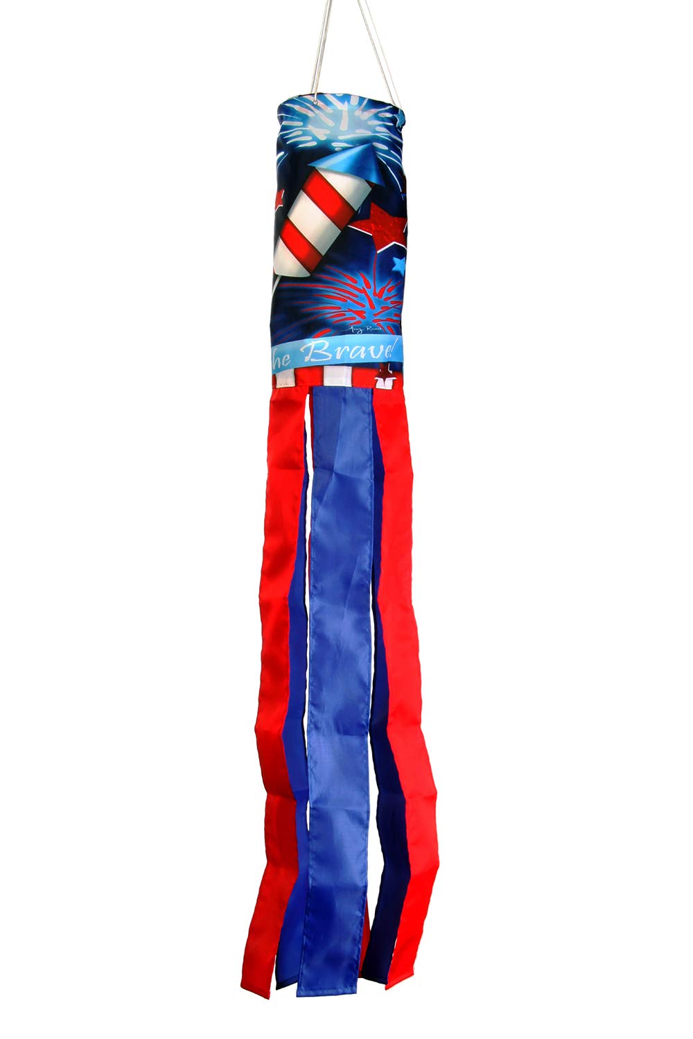 Toland Home Garden 162518 Patriotic The Home of The Brave Windsock - Colorful Outdoor Decorative Windsock for American Flag, Garden, Yard, and Patriotic Holidays